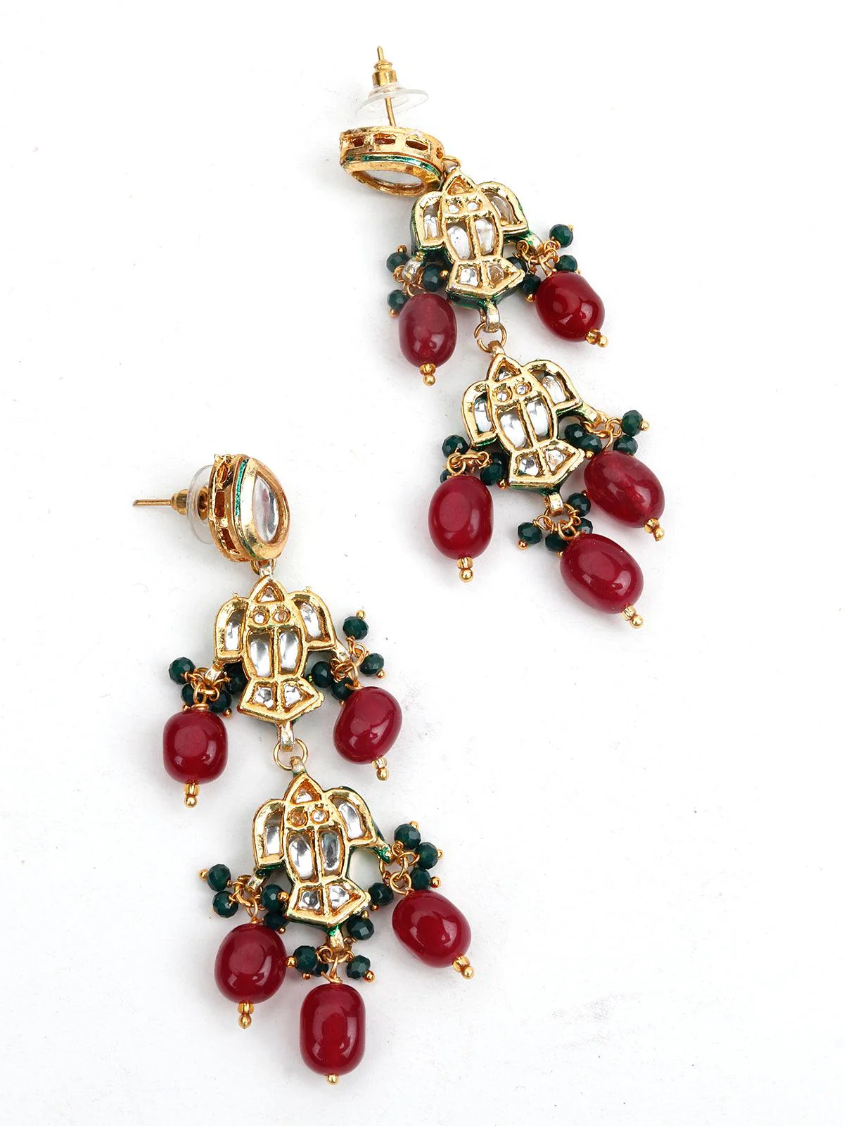 Odette Women Maroon Multistring Onyx-Mani-Kundan Necklace Set! - Image 5