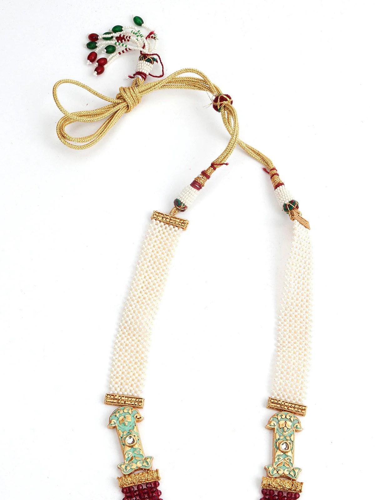 Odette Women Maroon Onyx And White Pearl Necklace Set - Image 4