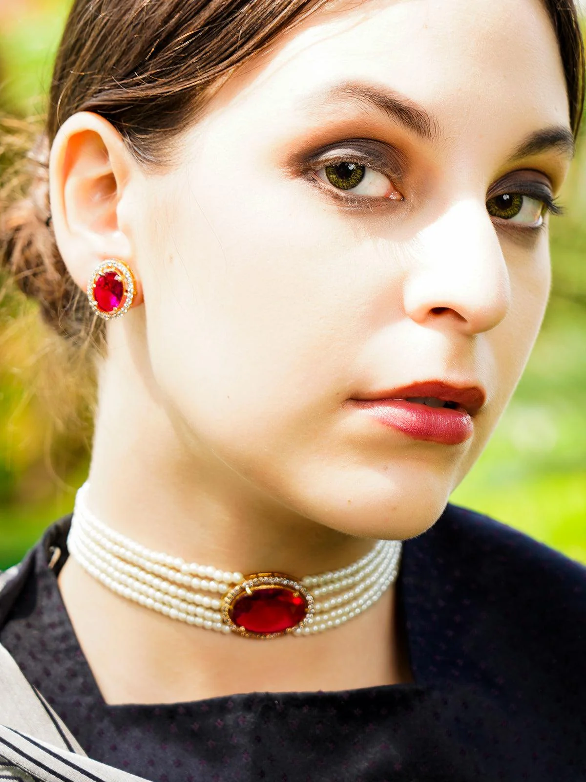 Odette Women Multi Strand Pink Stone Fine Pearl Choker Set! - Image 2