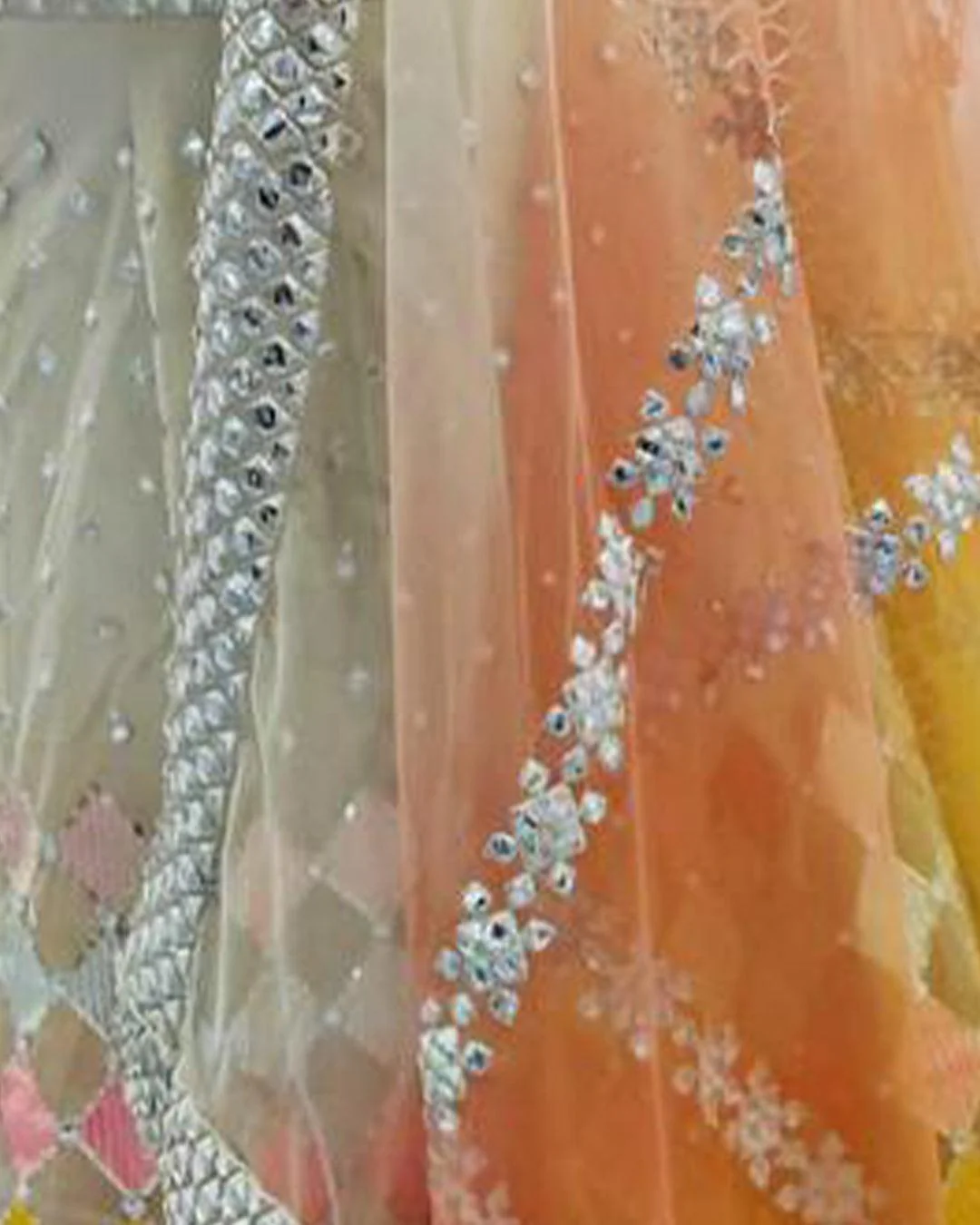 Odette Women Multicolored Net Sequence Semi-Stitched Lehenga Choli - Image 5