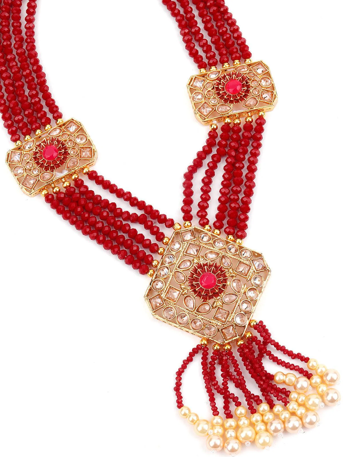 Odette Women Multistring Red Mani Necklace Set - Image 5