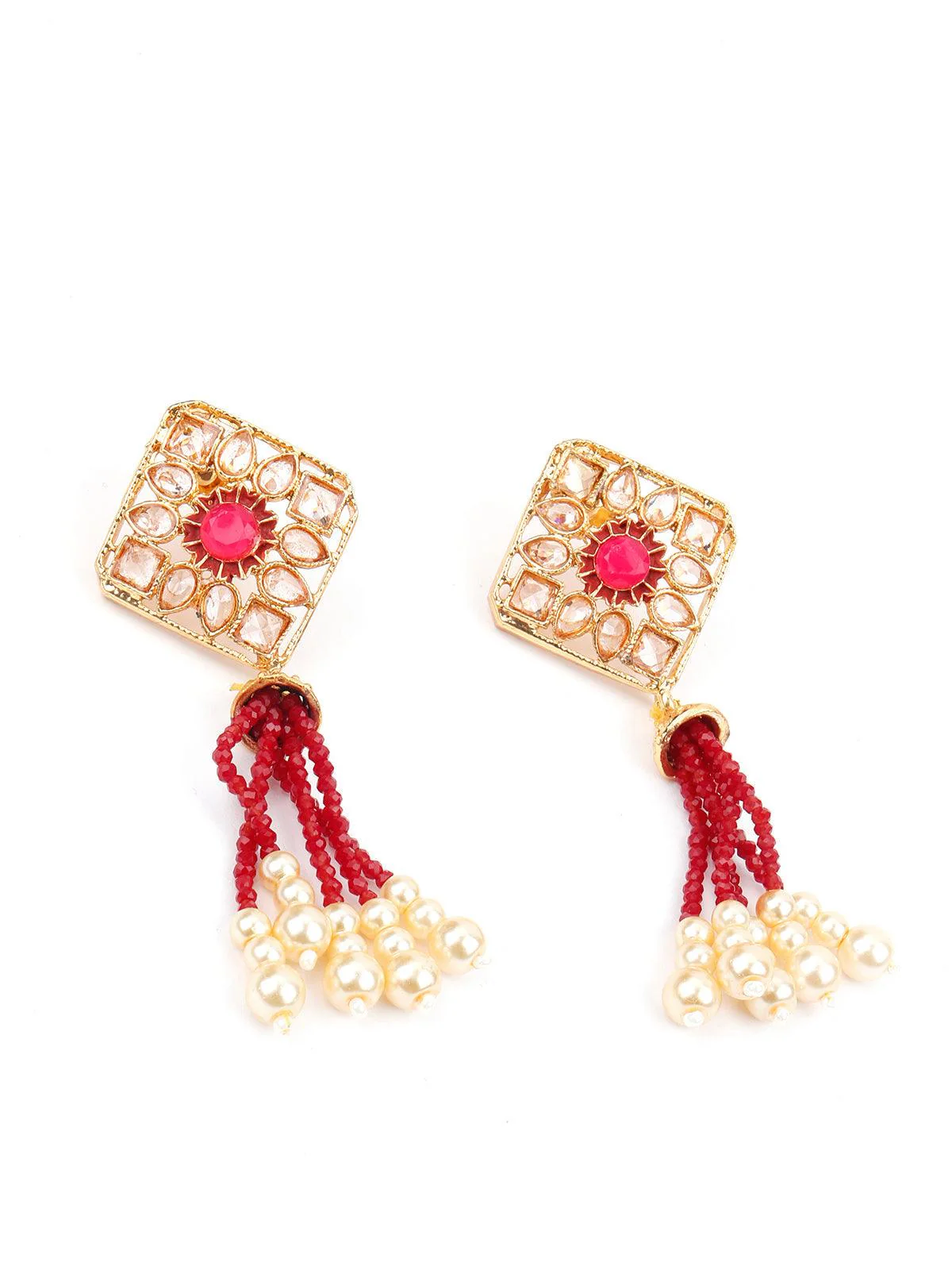 Odette Women Multistring Red Mani Necklace Set - Image 6