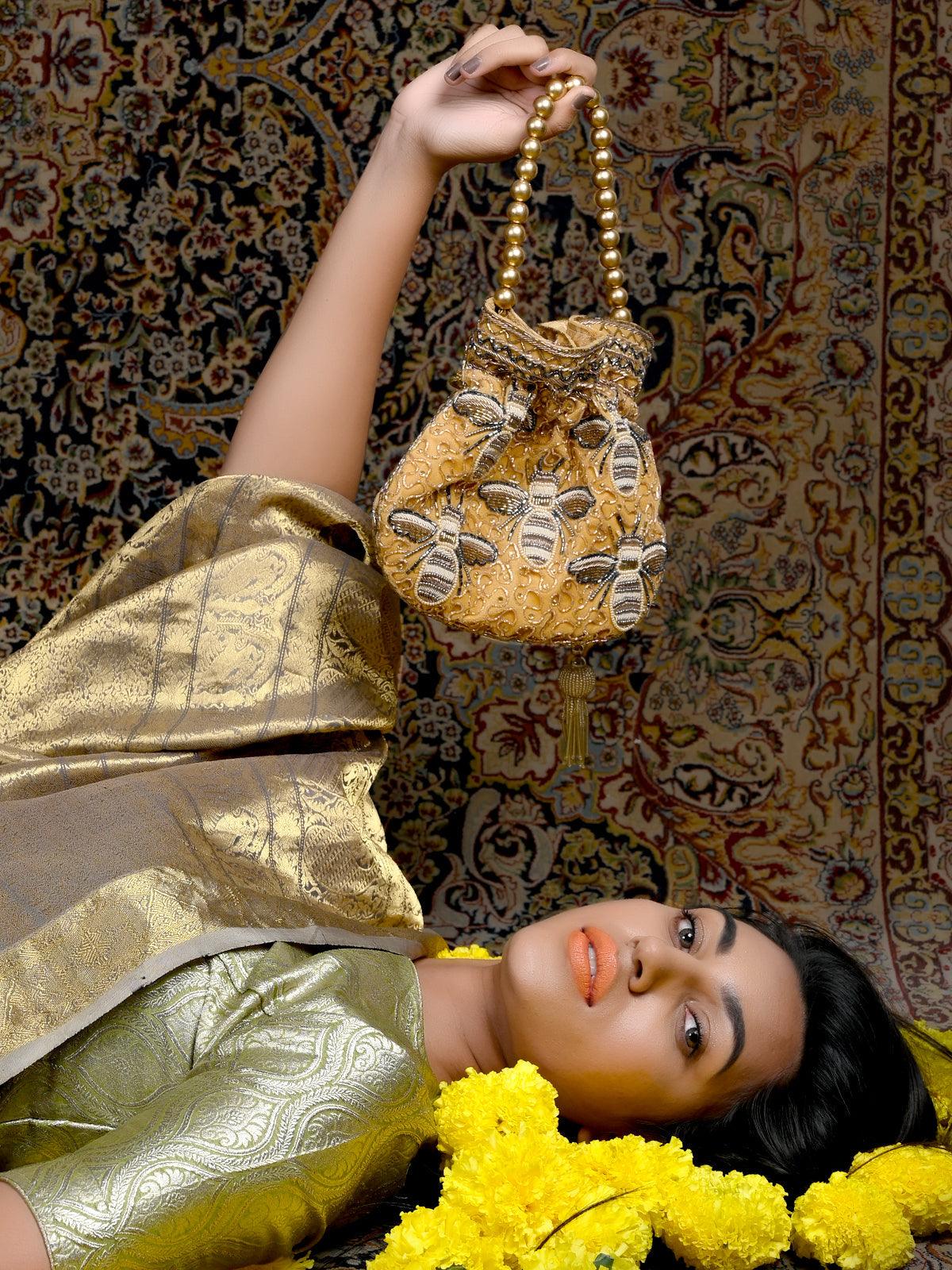 Odette Women Mustard Yellow Alluring Potli - Image 2