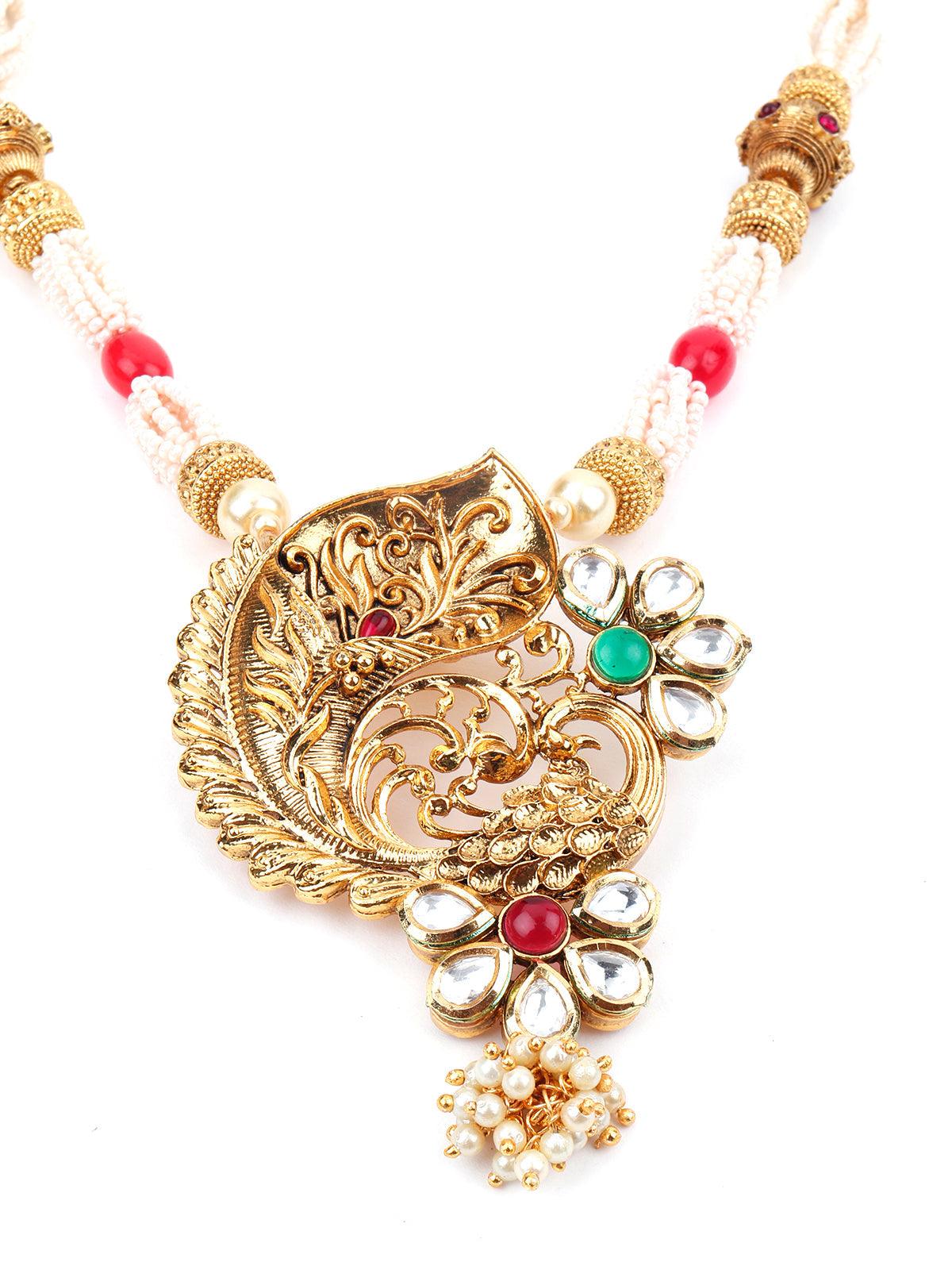 Odette Women Mystic Gold Tone Pearl-Mani Necklace Set - Image 4