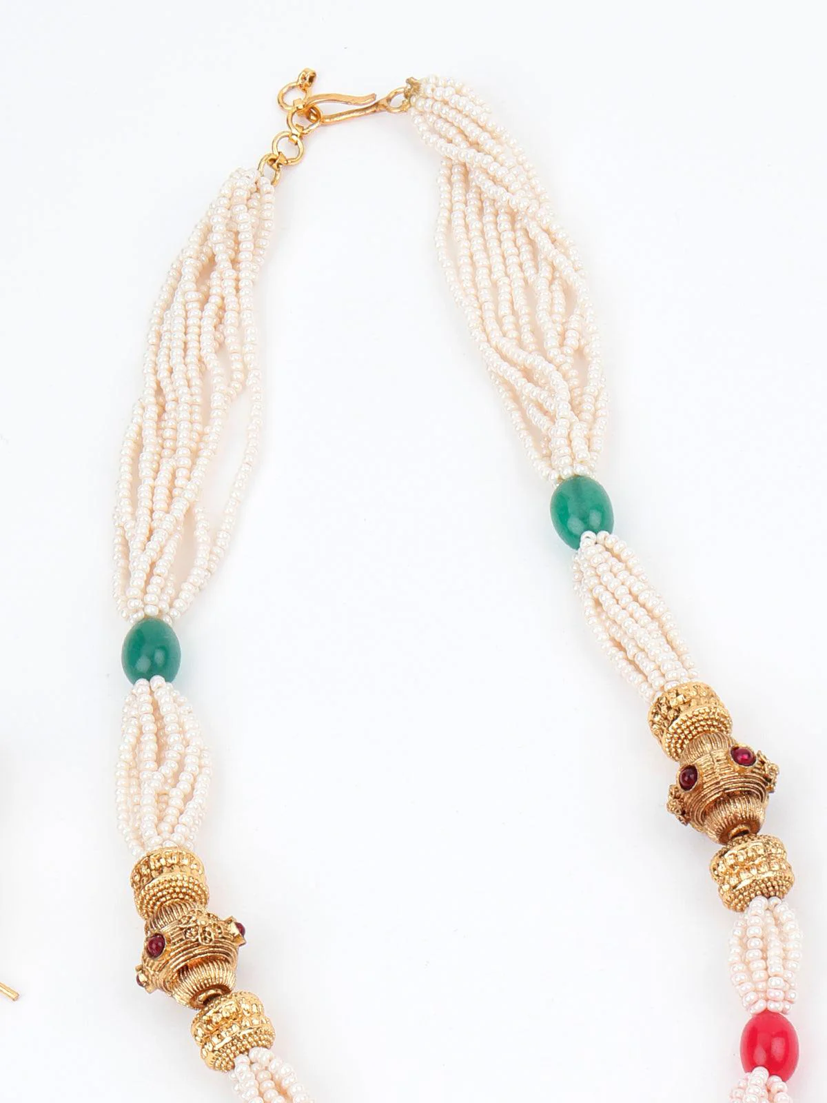 Odette Women Mystic Gold Tone Pearl-Mani Necklace Set - Image 6