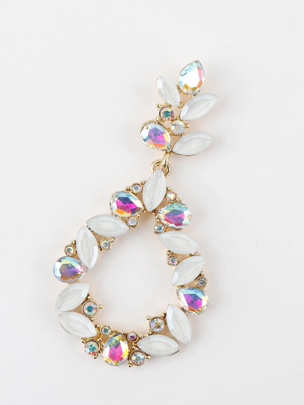 Odette Women Oval Shape Glittery White Dangle Earrings - Image 4