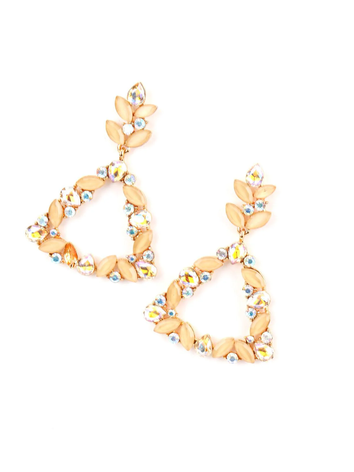 Odette Women Oval Shape Glittery Yellow Glittery Dangle Earrings - Image 4