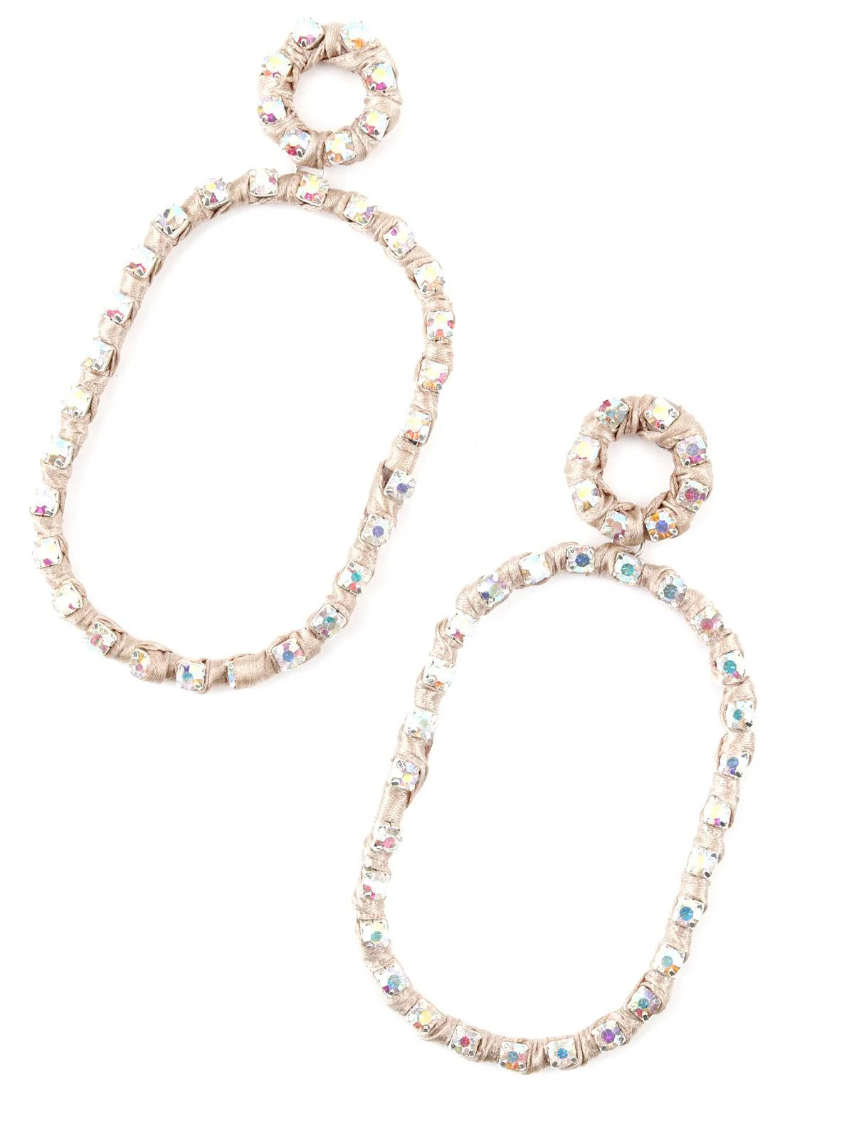 Odette Women Oval Shape Reflective Silver Dangle Earrings - Image 6