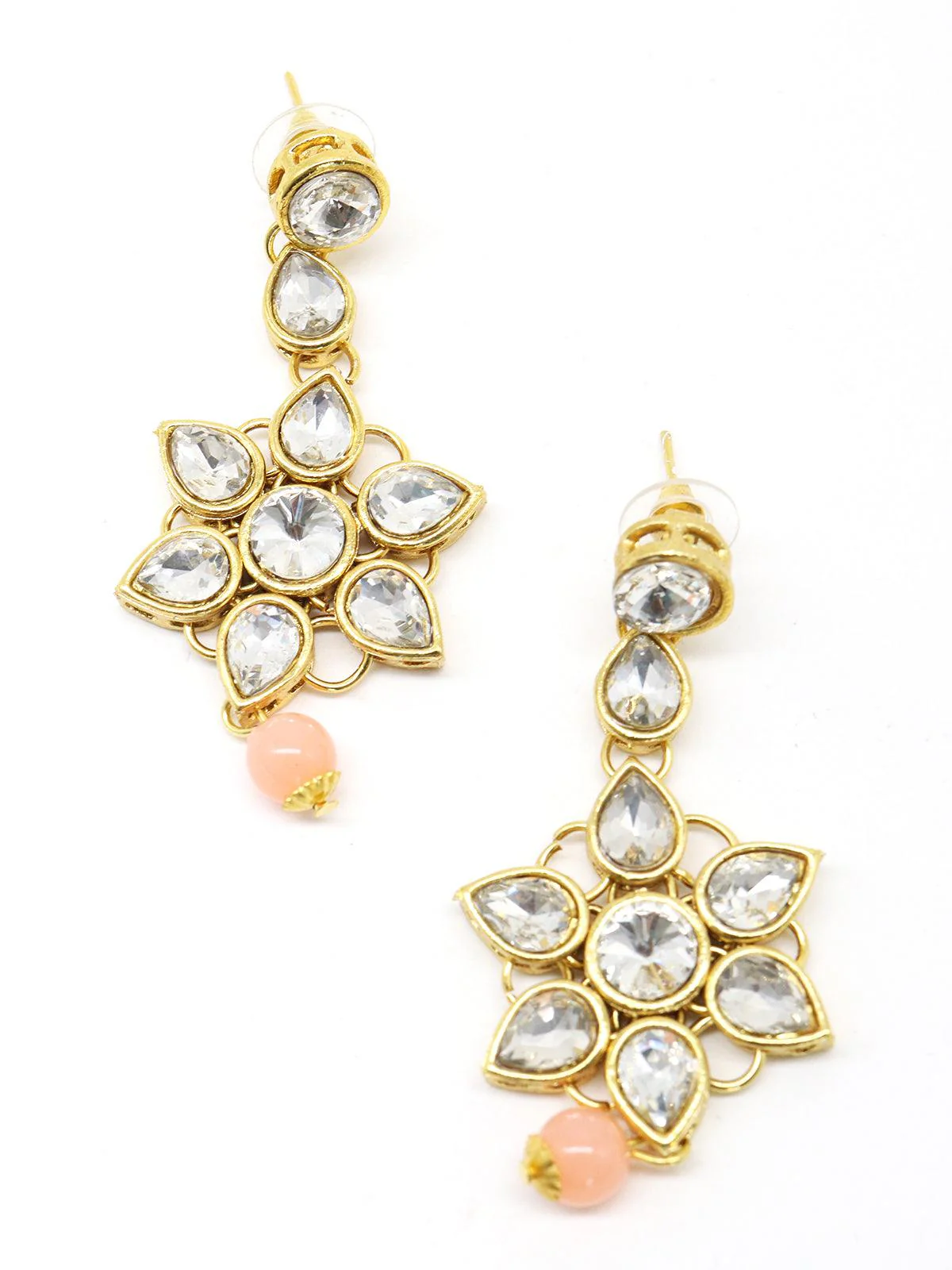 Odette Women Peach And Regular Faux Pearl Necklace With Earrings - Image 5