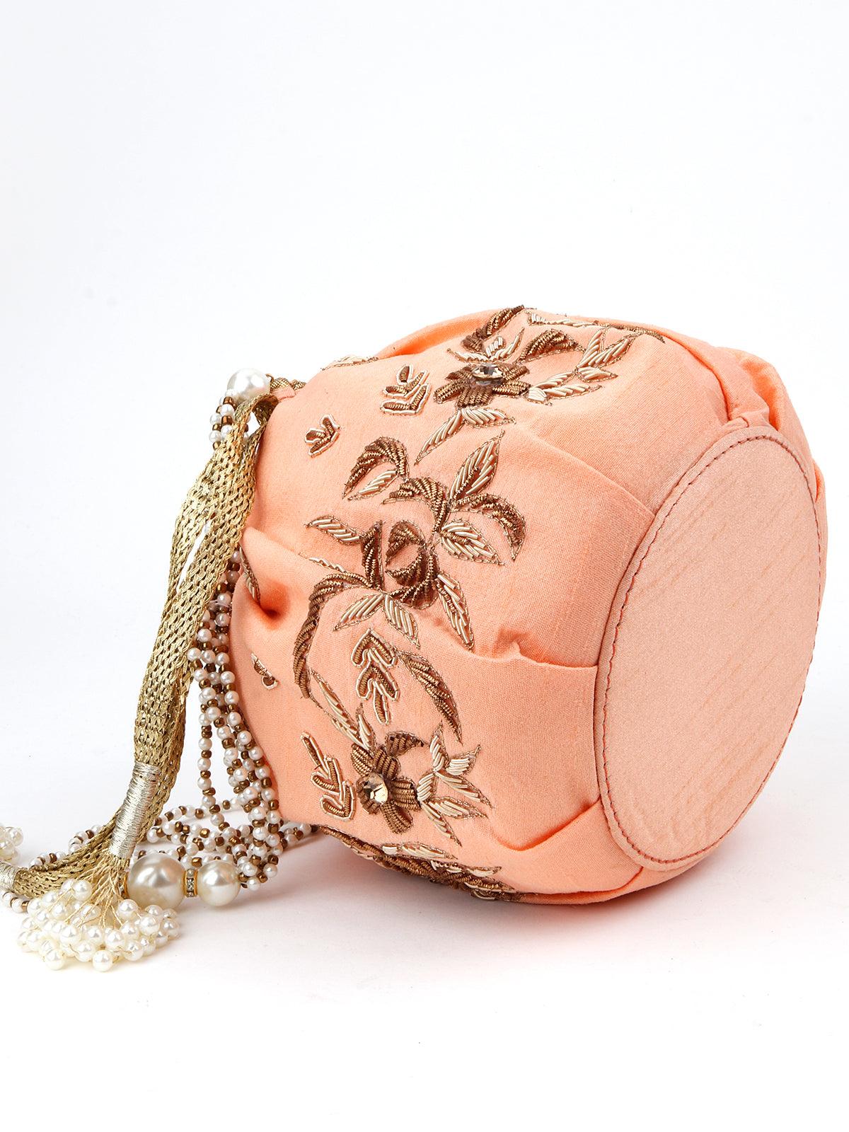 Odette Women Peach Sweet Potli Bag - Image 3