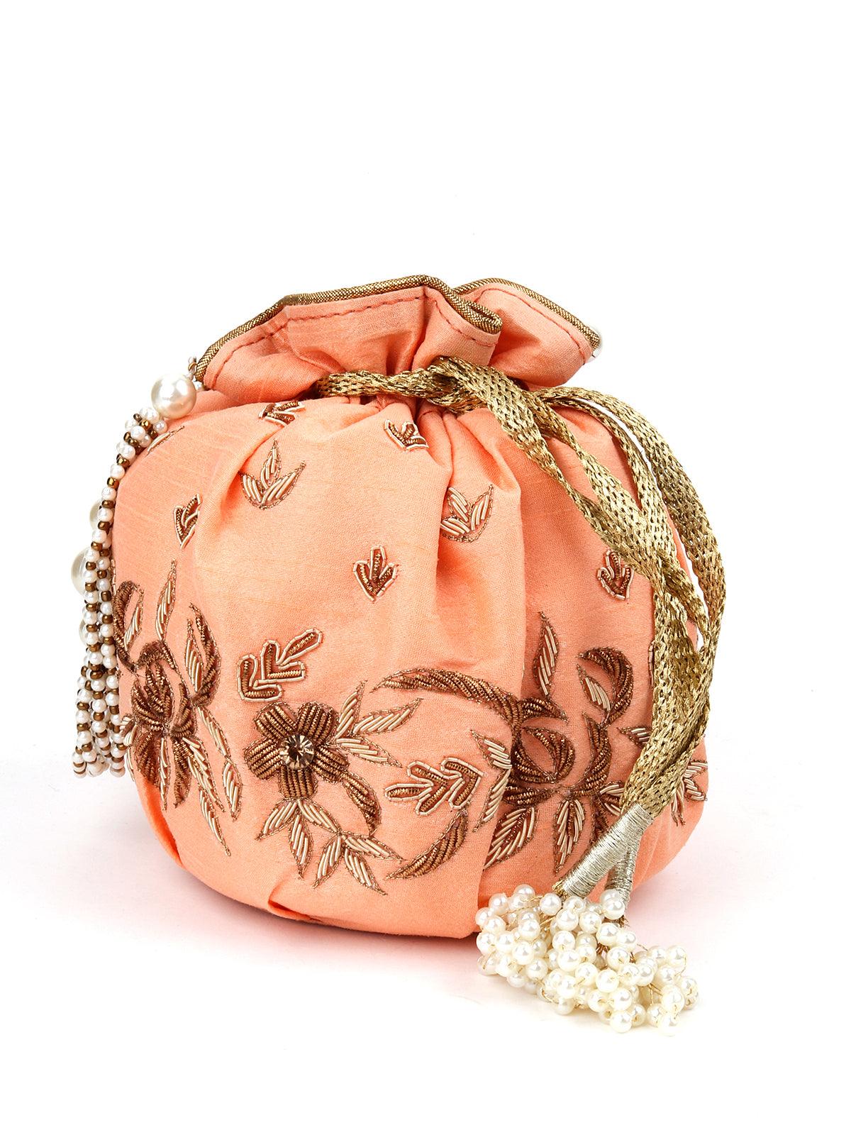 Odette Women Peach Sweet Potli Bag - Image 5