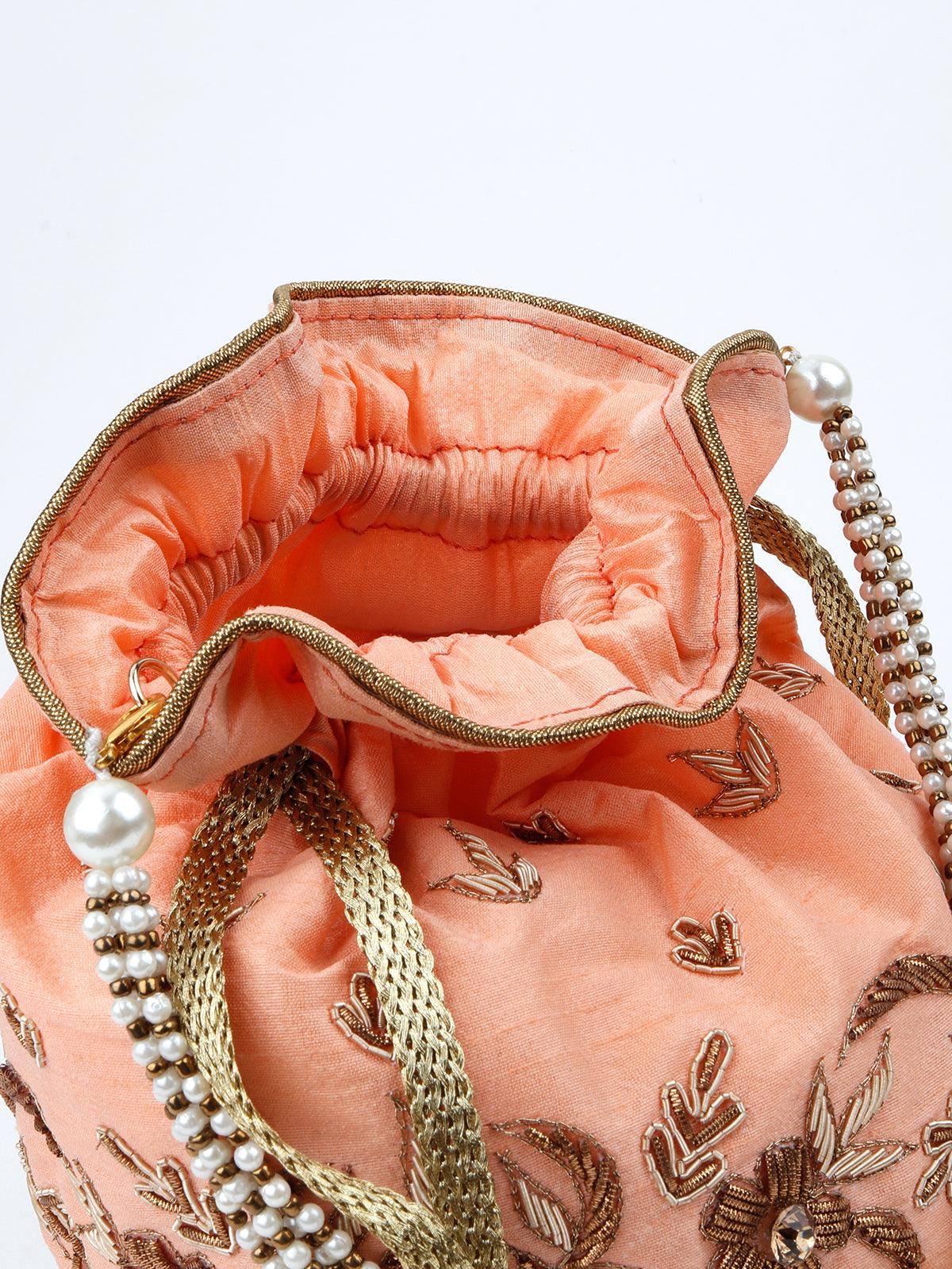 Odette Women Peach Sweet Potli Bag - Image 6