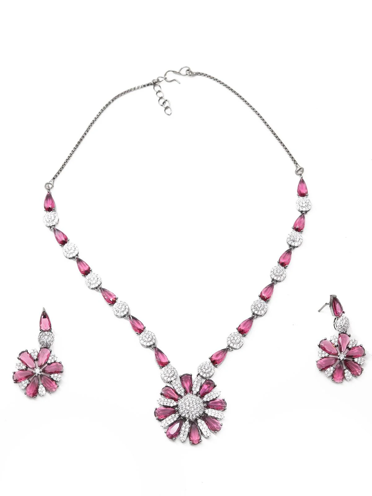 Odette Women Pink Princess Feel Necklace Set - Image 3