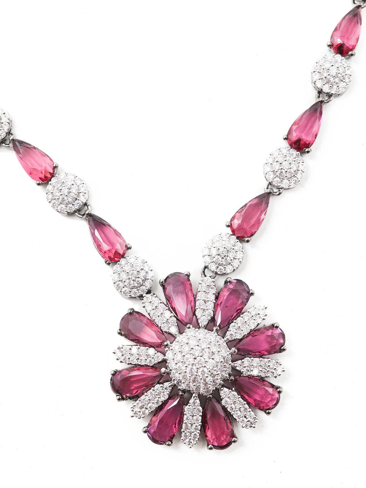 Odette Women Pink Princess Feel Necklace Set - Image 4