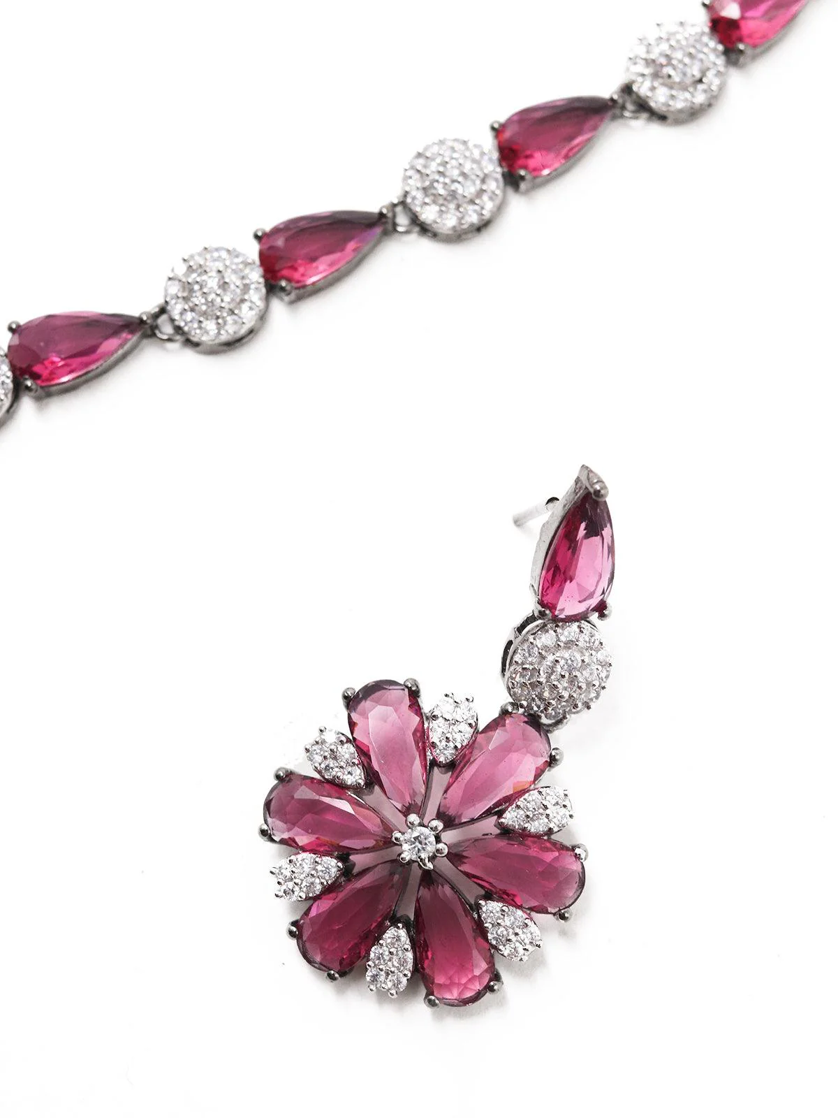 Odette Women Pink Princess Feel Necklace Set - Image 5