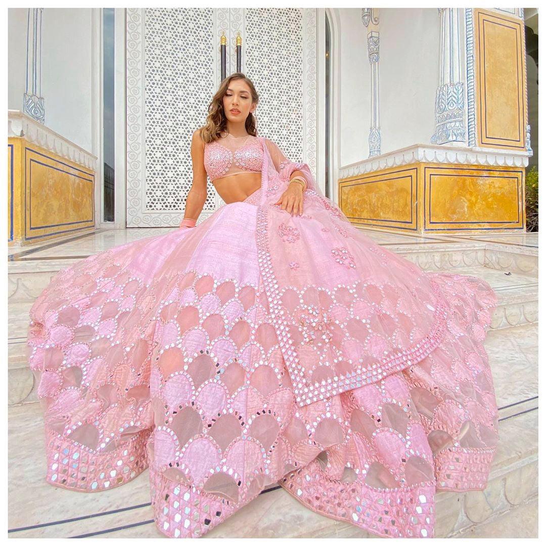 Odette Women Pink Softy Silk Semi Stitched Lehenga With Unstitched Blouse - Image 2