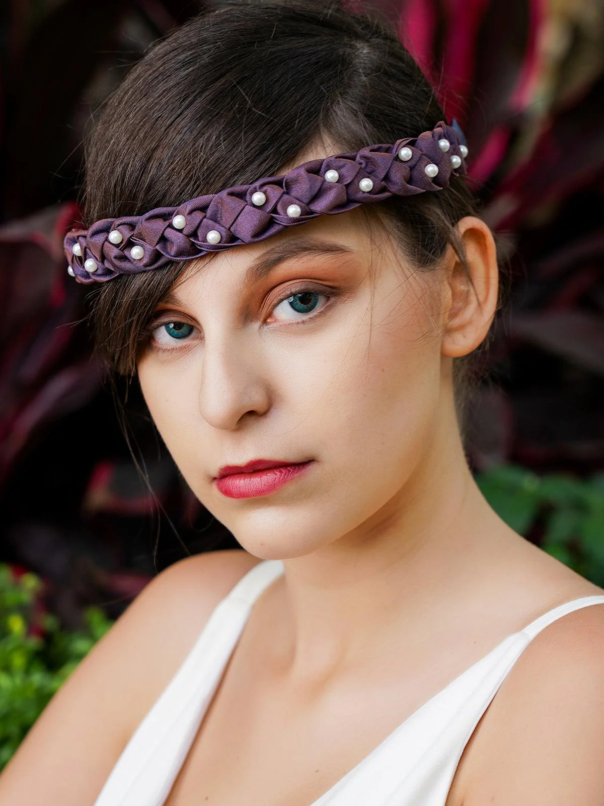 Odette Women Purple Pleated Trending Hair Band - Image 2