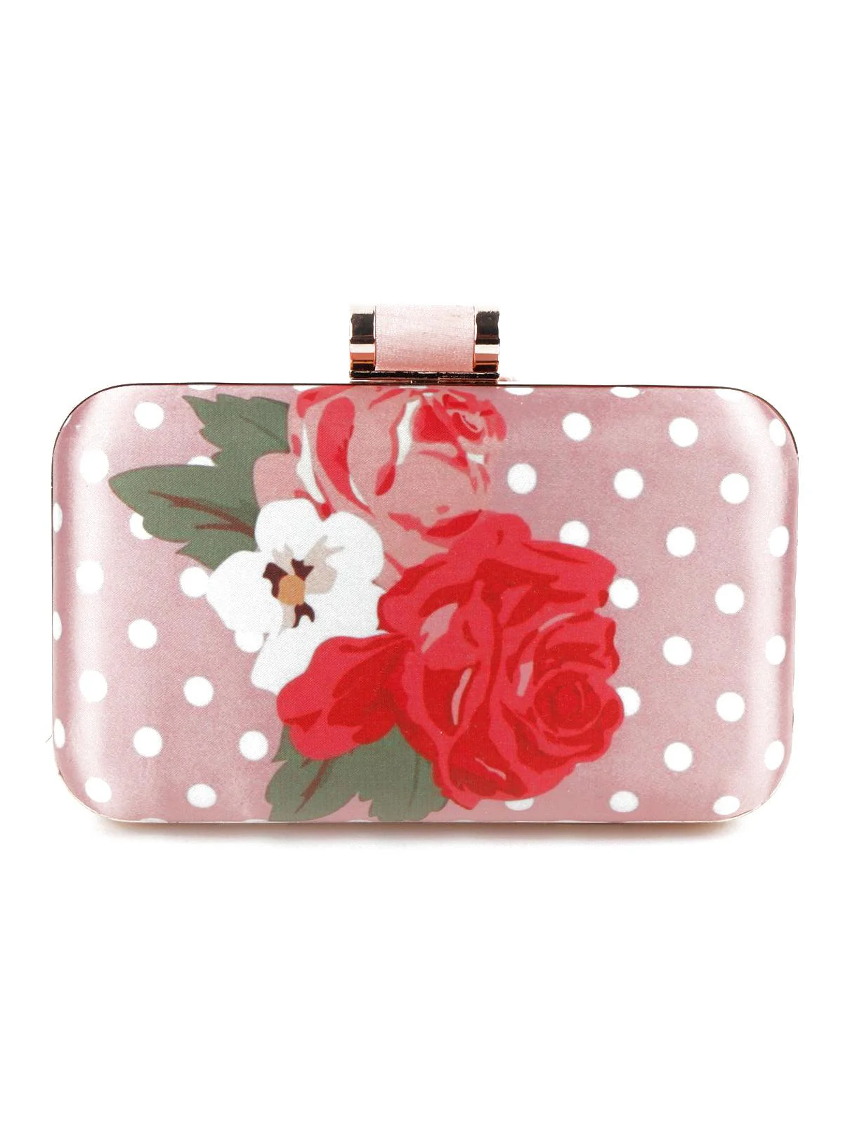 Odette Women Rectangular Shape Peach Embellished Clutch! - Image 7