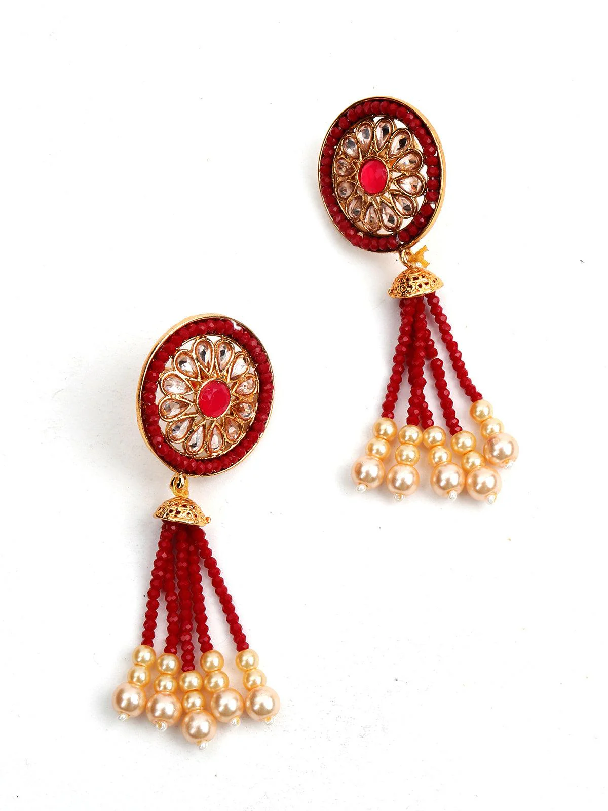 Odette Women Red Bright Onyx-Pearl Necklace Set - Image 6