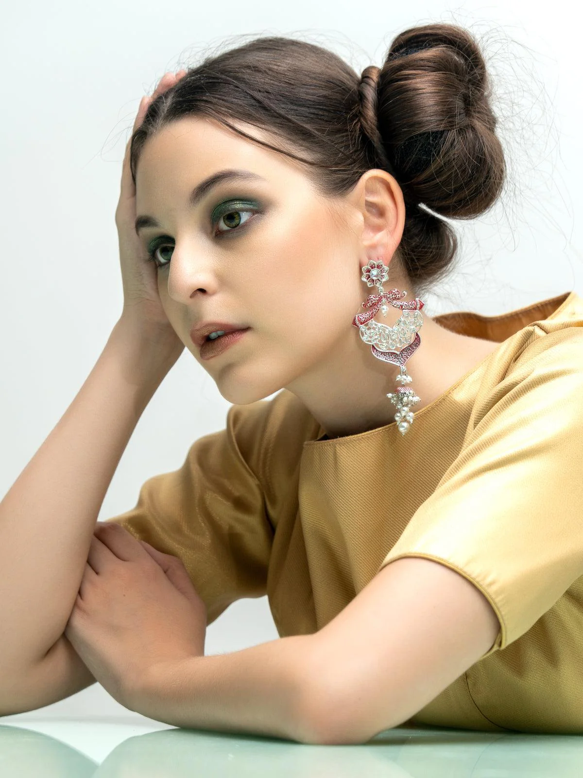 Odette Women Red Silver Tone Amazing Dangle Earrings - Image 2