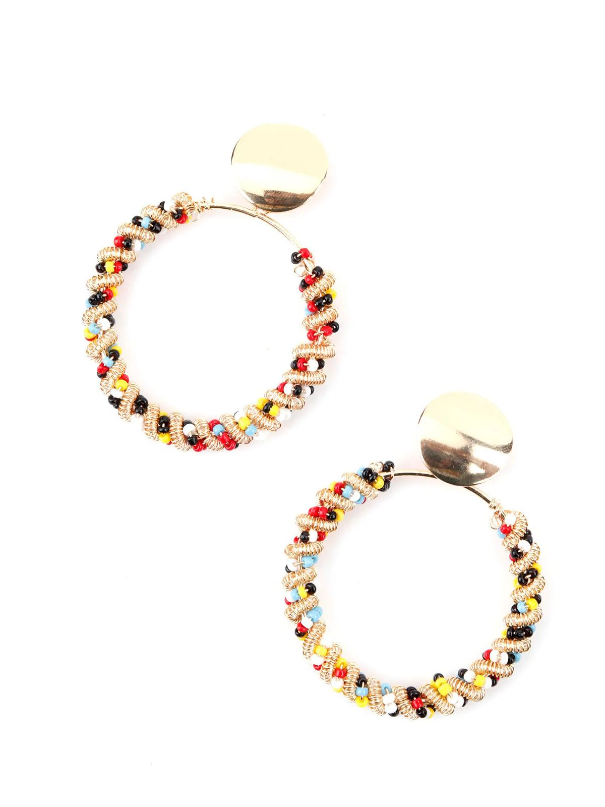 Odette Women Round Multicolor Beaded Dangle Earrings - Image 3