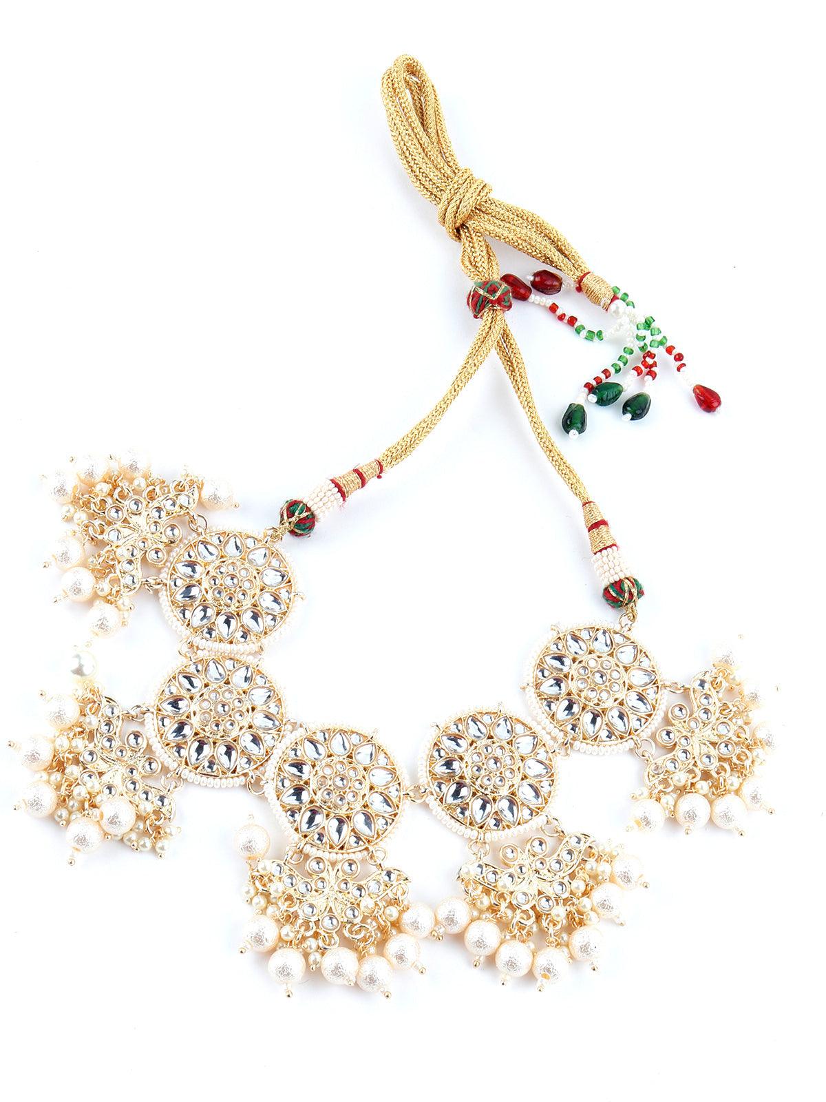 Odette Women Round Pretty Gold Tone Choker Set - Image 2