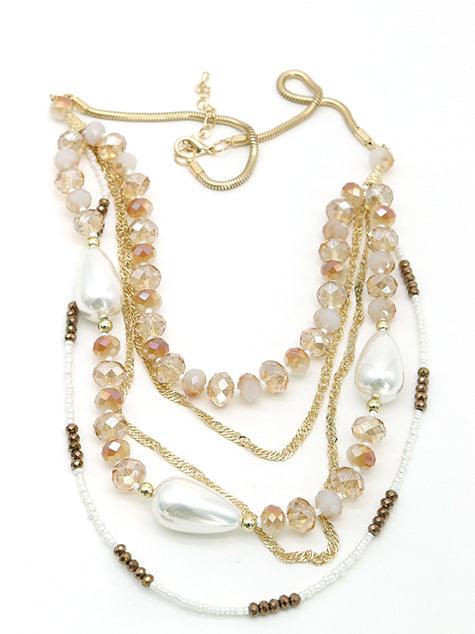 Odette Women Scintillating Five-Layer Stone & Pearl Necklace - Image 3