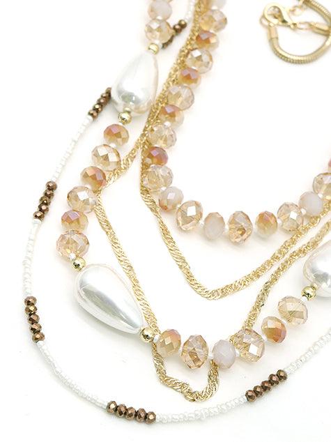 Odette Women Scintillating Five-Layer Stone & Pearl Necklace - Image 4