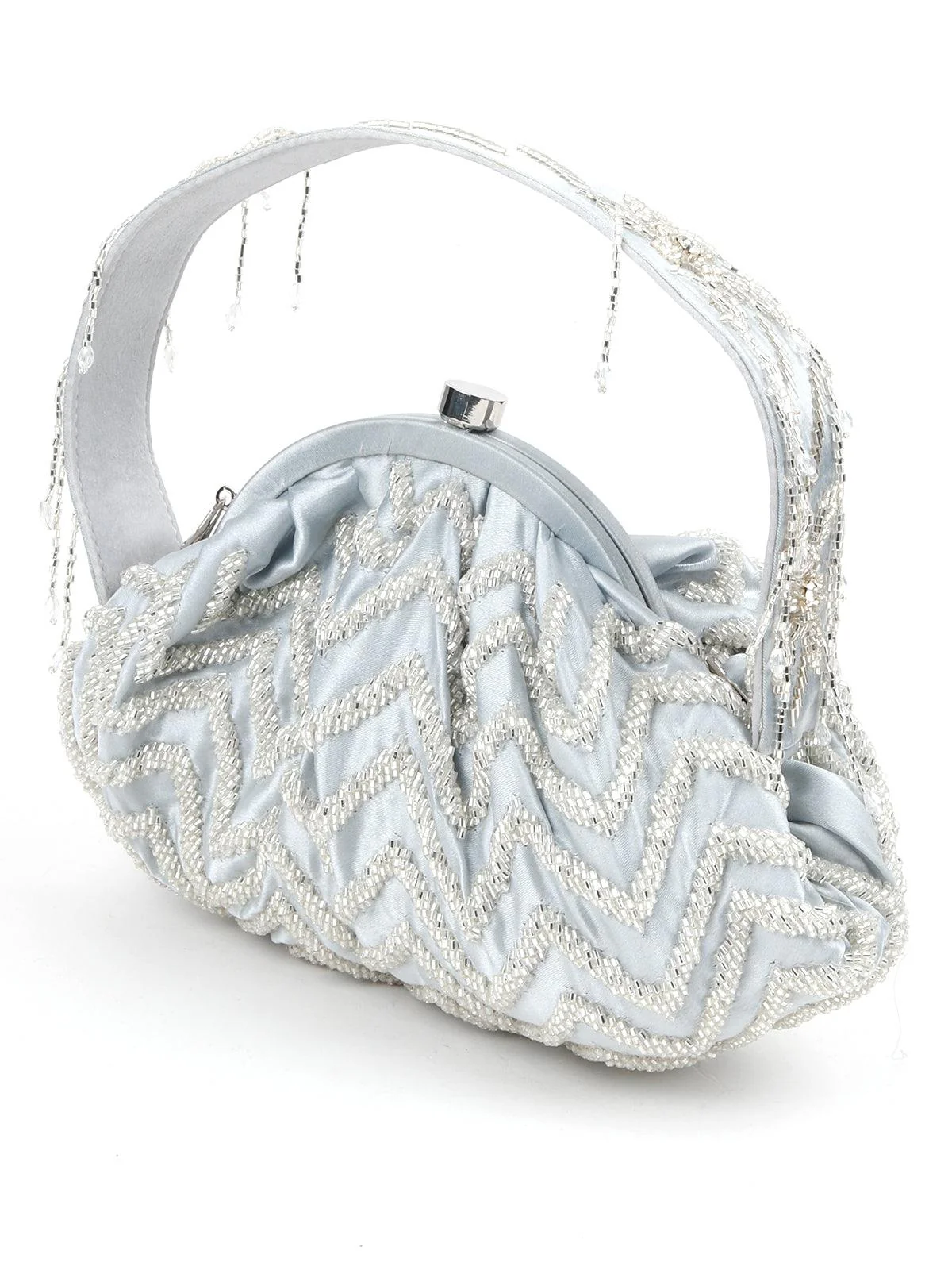 Odette Women Silver-Grey Gleaming Batuwa - Image 4