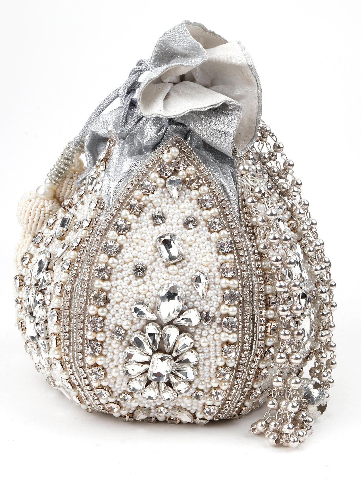 Odette Women Sterling Silver Embellished Potli - Image 4