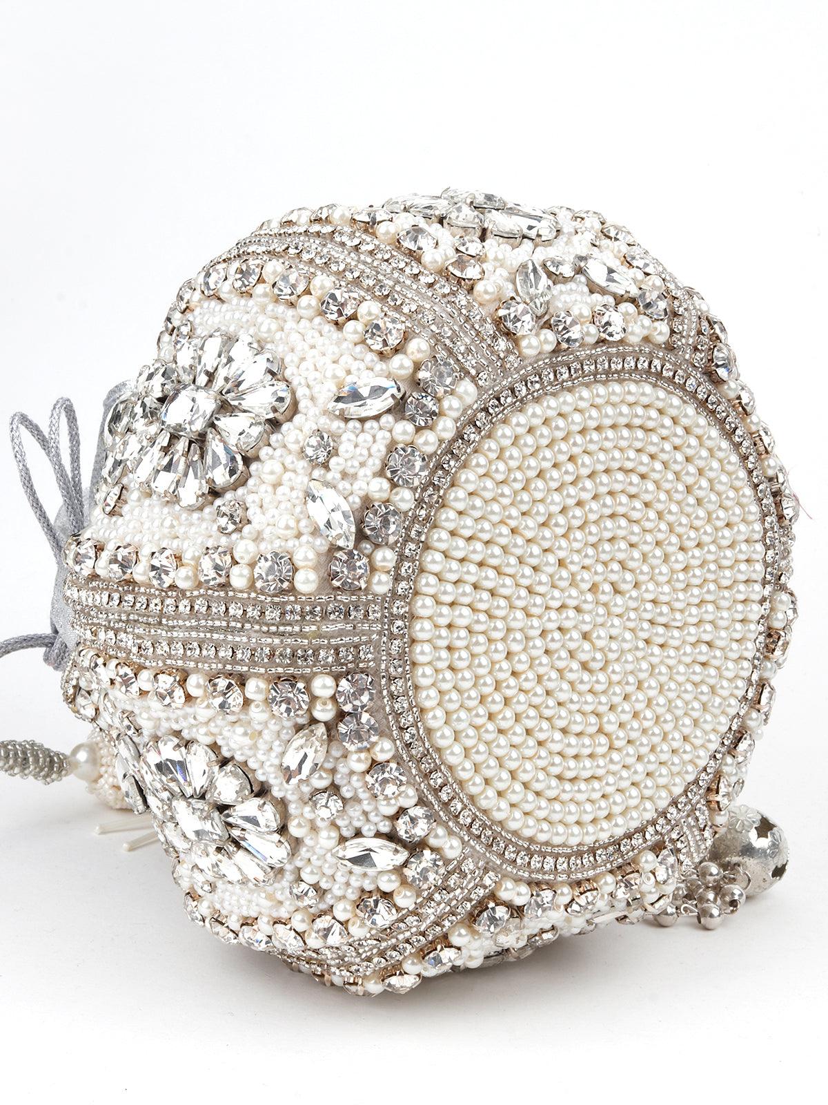 Odette Women Sterling Silver Embellished Potli - Image 5
