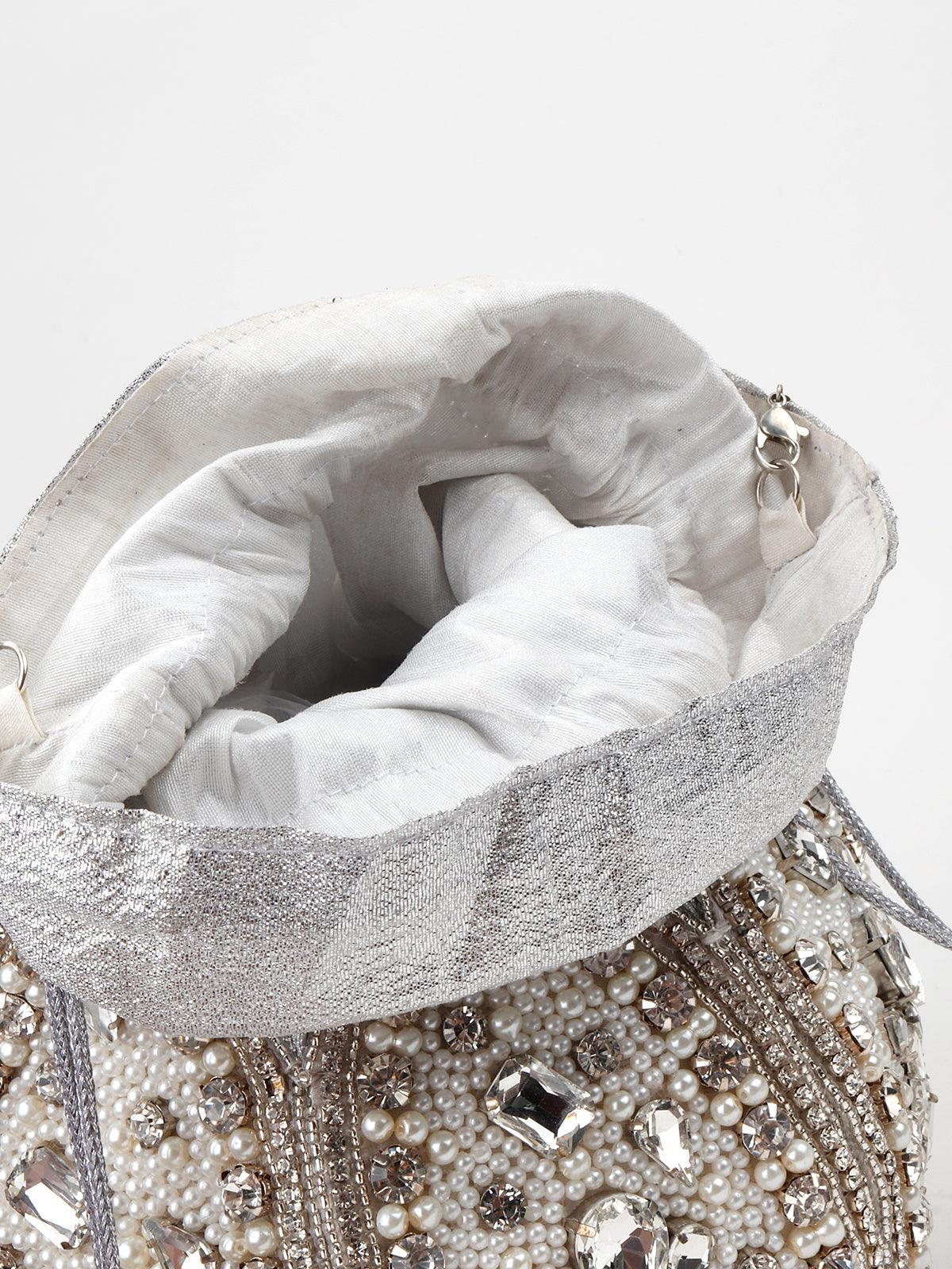 Odette Women Sterling Silver Embellished Potli - Image 6
