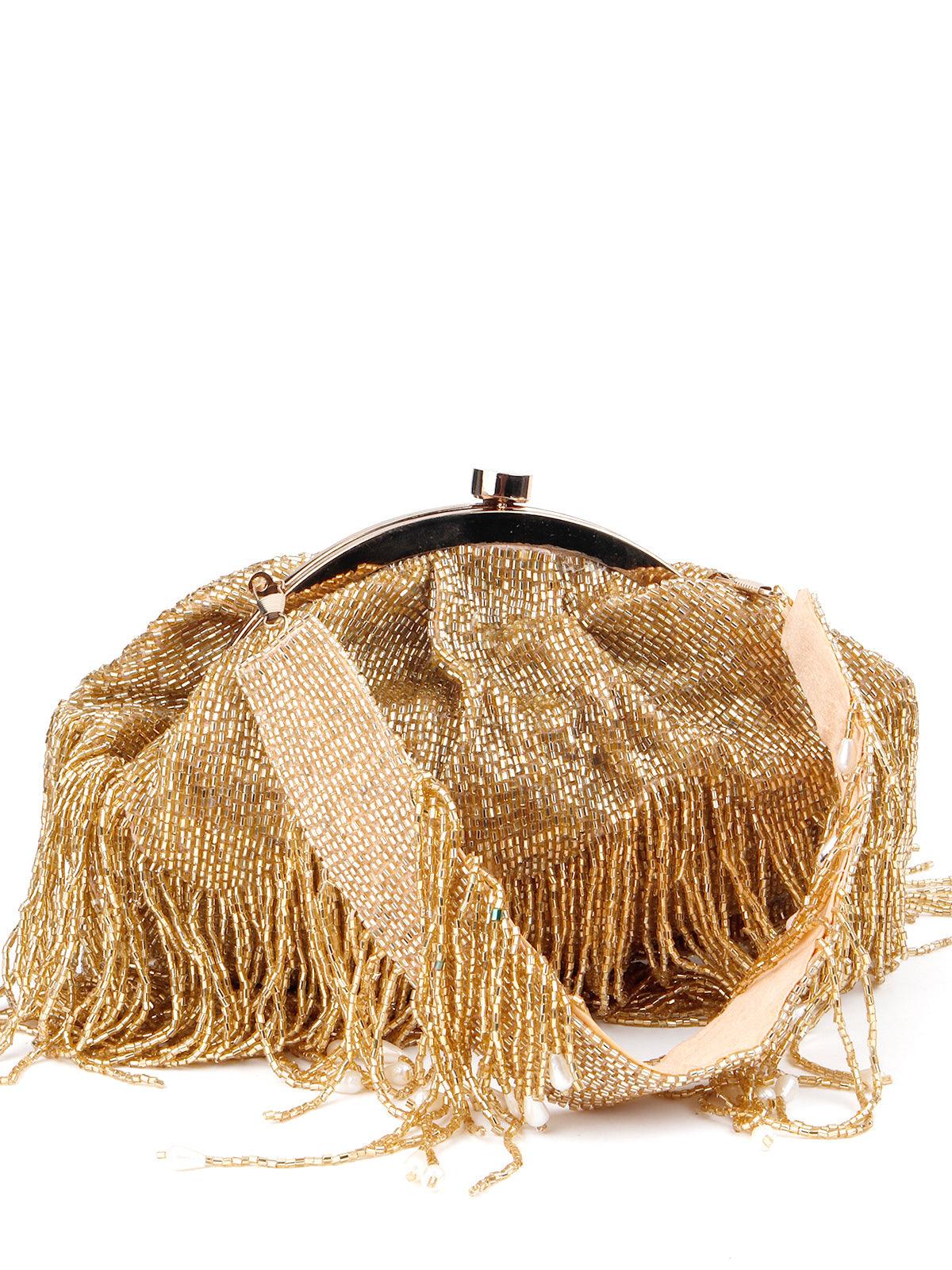Odette Women Stunning Gold Tassel Batuwa - Image 3