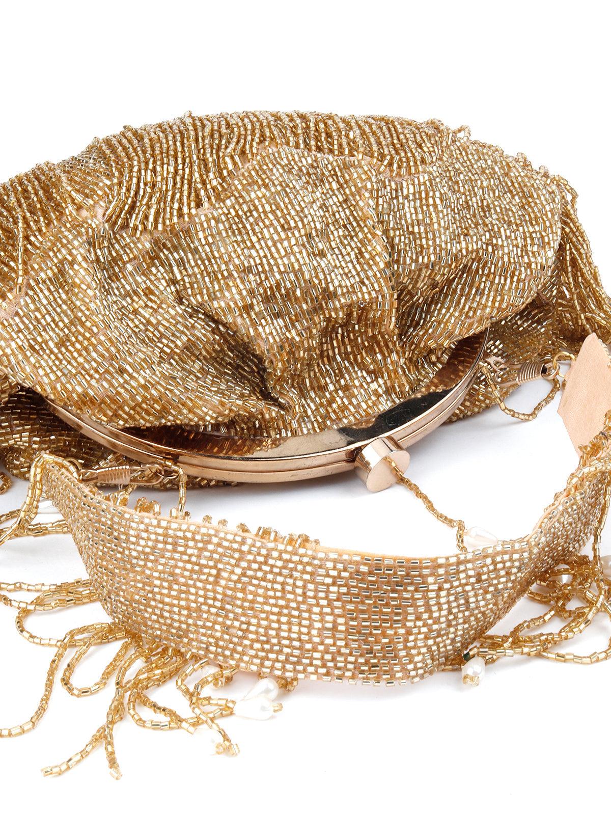 Odette Women Stunning Gold Tassel Batuwa - Image 4