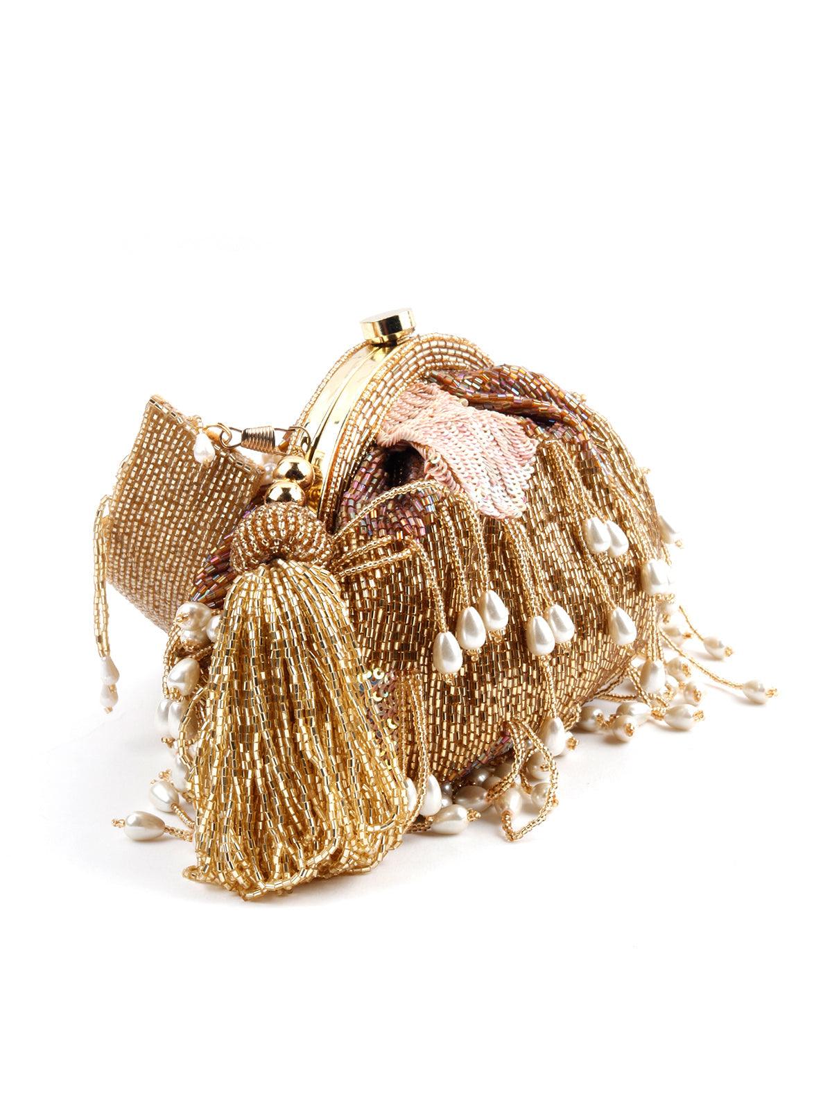 Odette Women Stunning Gold Tassel Batuwa - Image 3