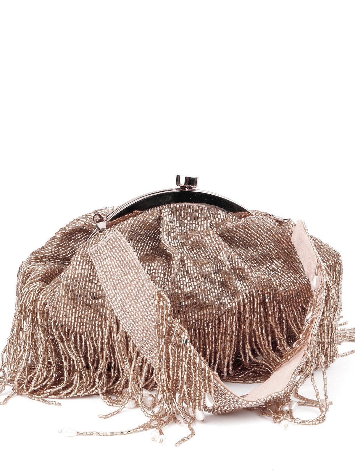 Odette Women Stunning Rose Gold Tassel Batuwa - Image 6