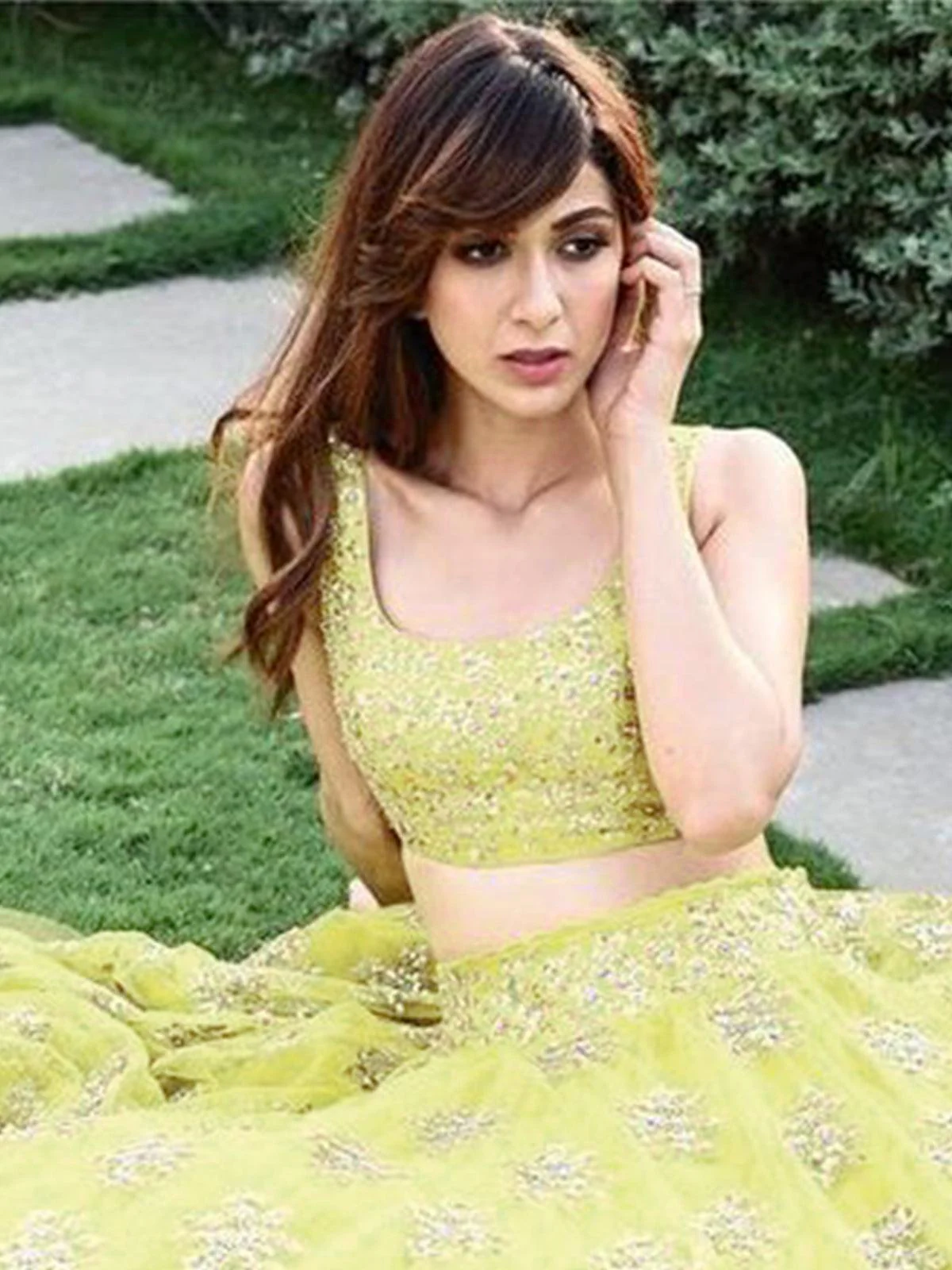Odette Women Stylish Yellow Semi Stitched Lehenga With  Unstitched Blouse - Image 3