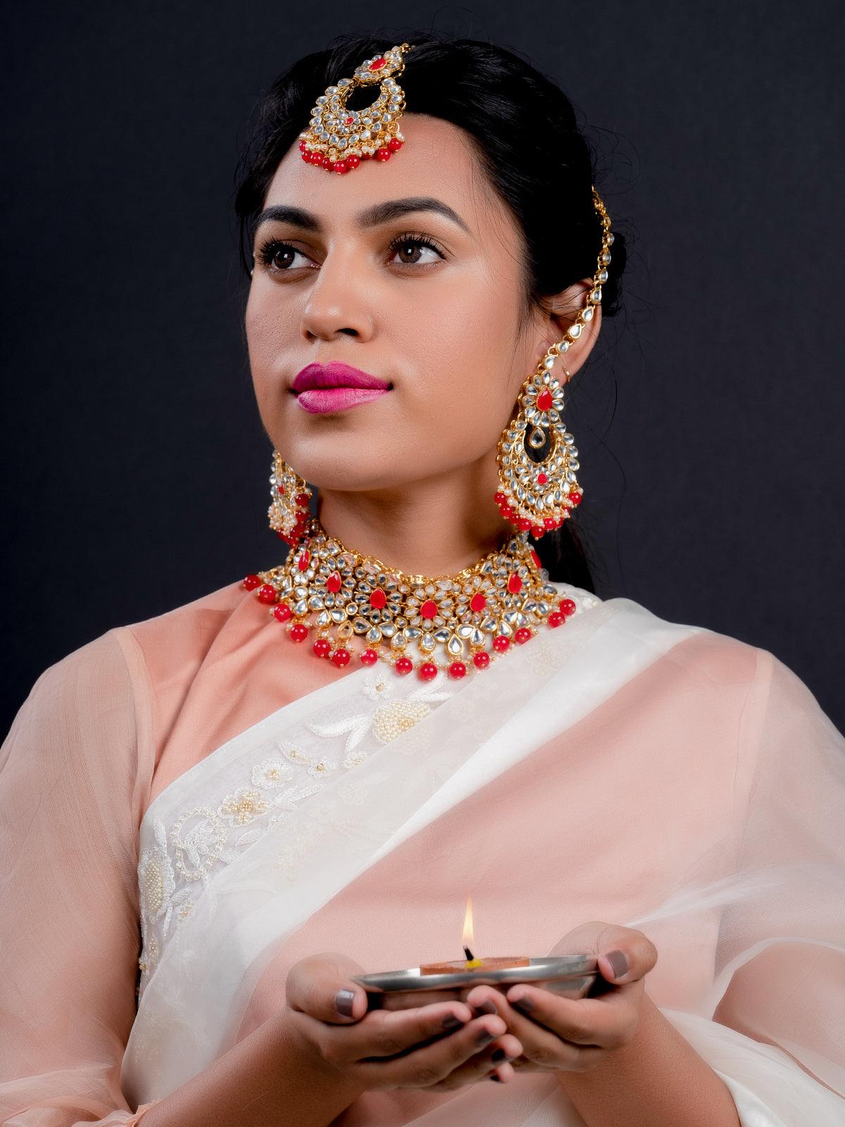 Odette Women Supple Kundan-Onyx Choker Set! - Image 2