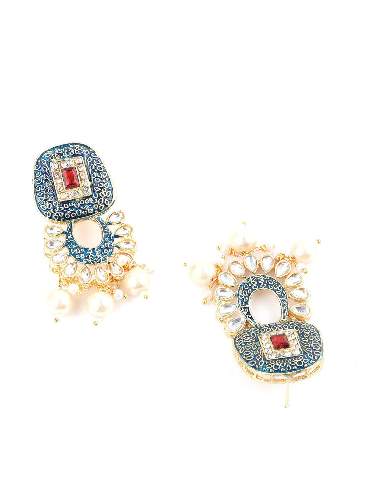 Odette Women Traditional Multi-Strand Blue Pearl Necklace Set - Image 6