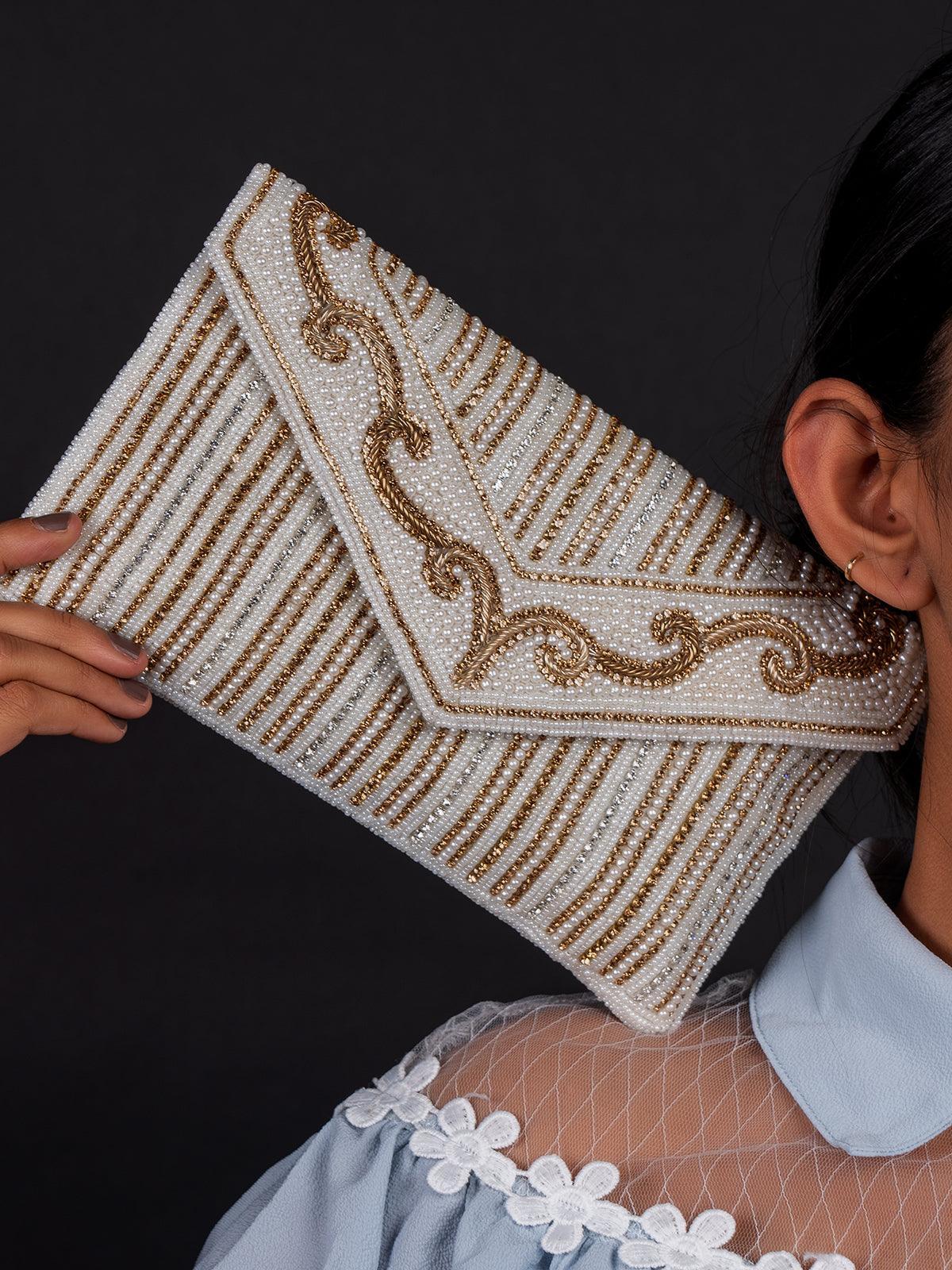 Odette Women White Graceful Envelope Clutch! - Image 2