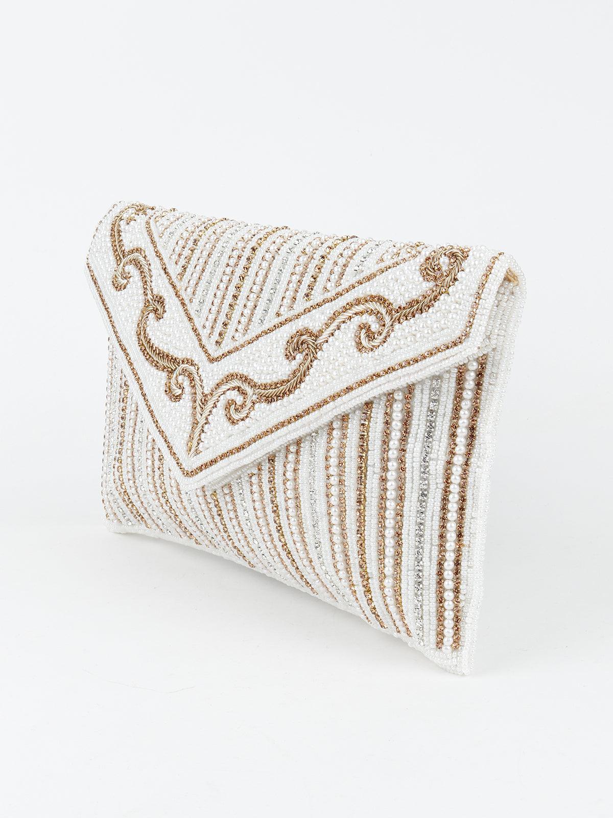 Odette Women White Graceful Envelope Clutch! - Image 4