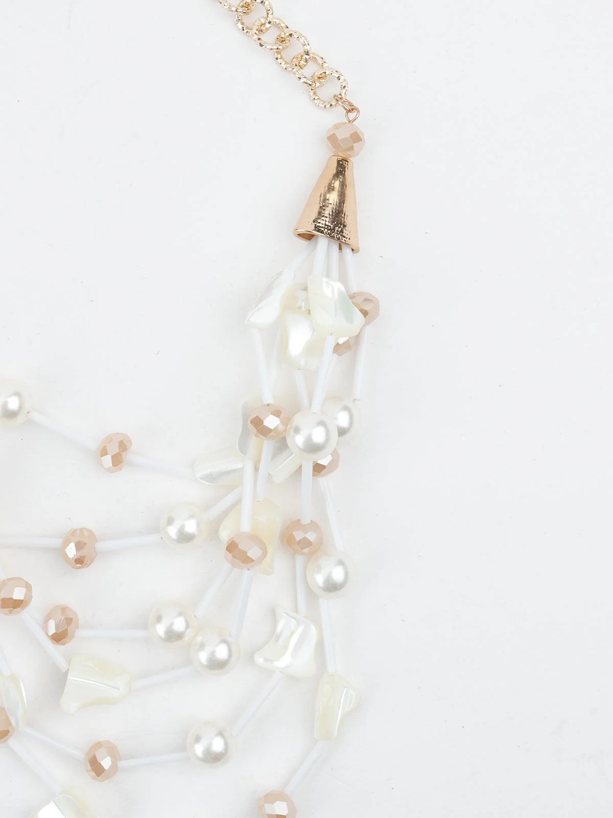 Odette Women White Layered Acrylic Attractive Necklace - Image 5
