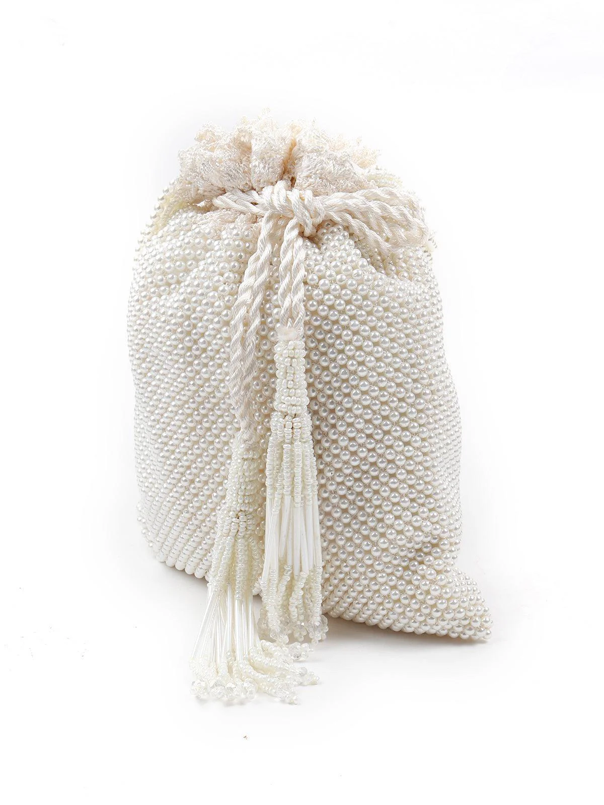 Odette Women Winsome White Pearly Potli - Image 4