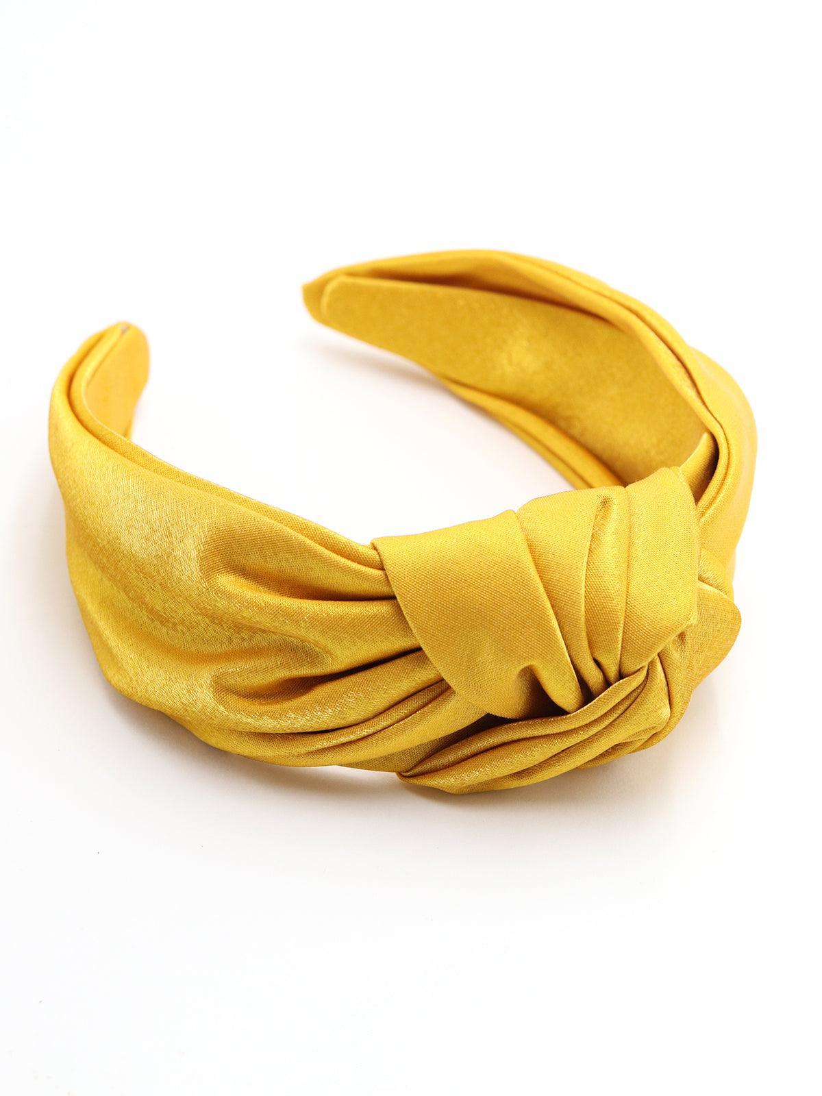 Odette Women Wrinkled And Knotted Yellow Sober Hair Band - Image 3