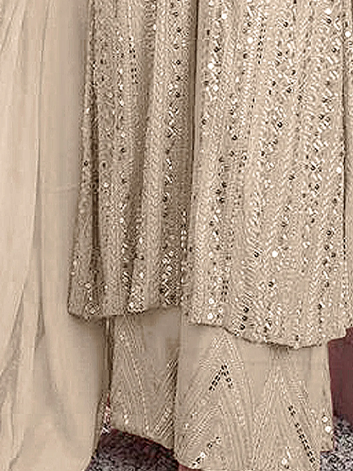 Odette Women Cream Color Party Wear Georgette Semi Stitched Suit - Image 7