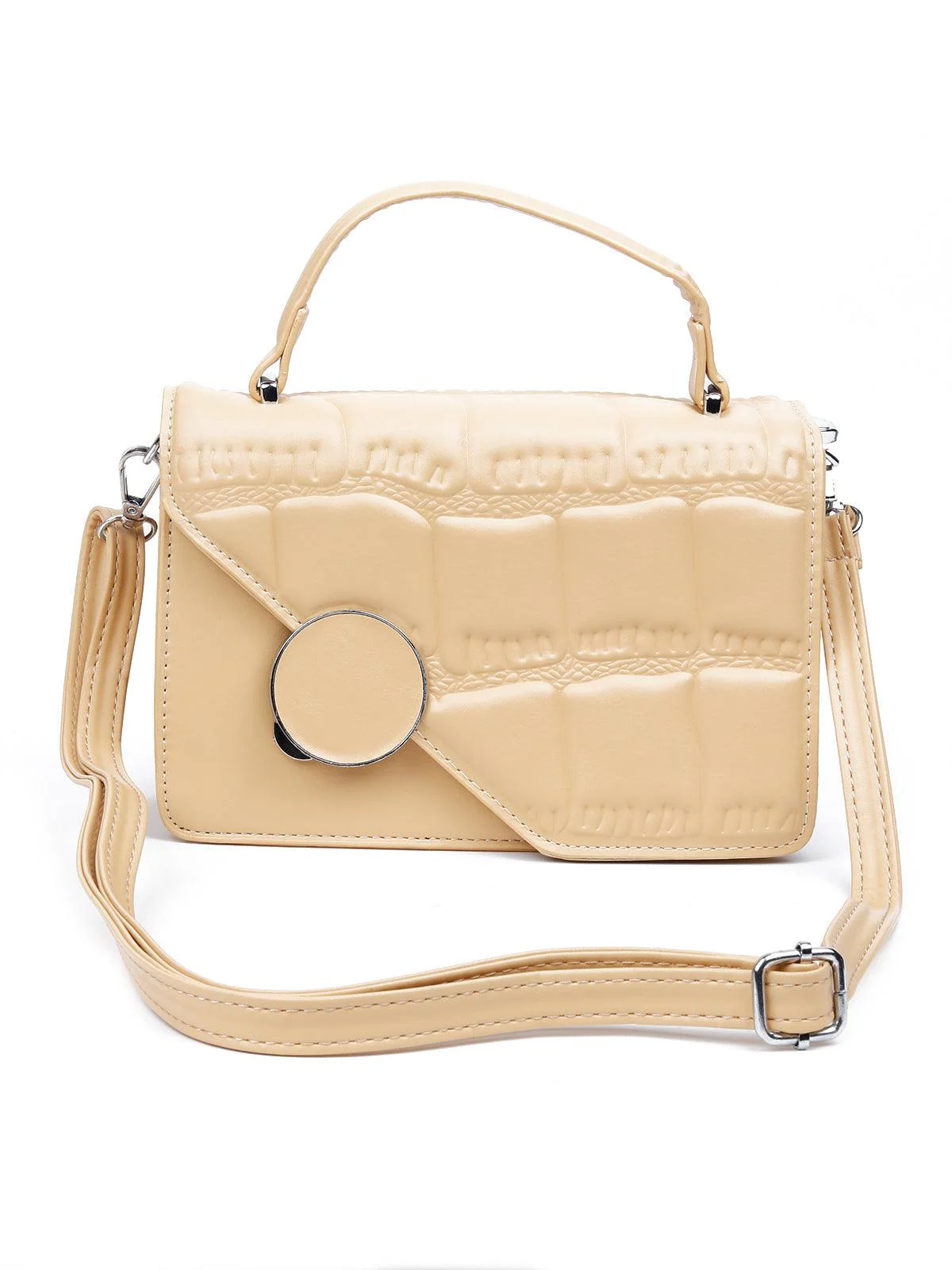 Odette Women Cream Colour Metal Sling Bag - Image 3