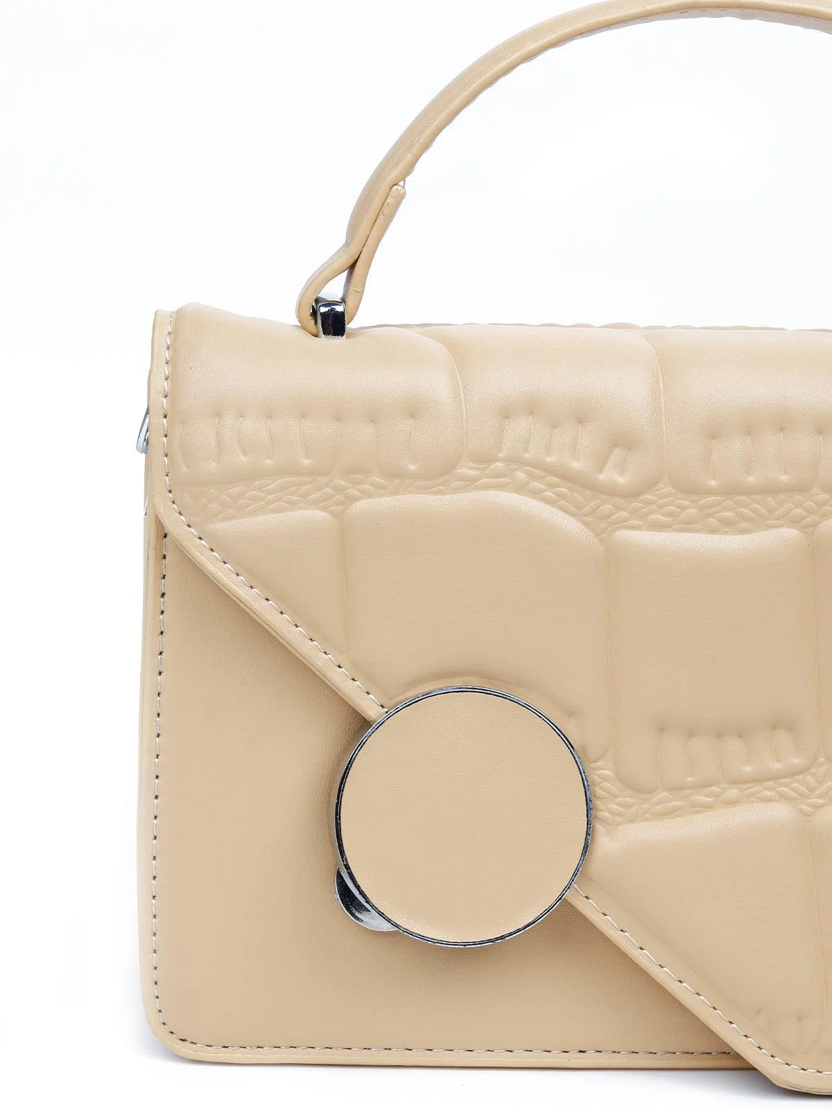 Odette Women Cream Colour Metal Sling Bag - Image 6