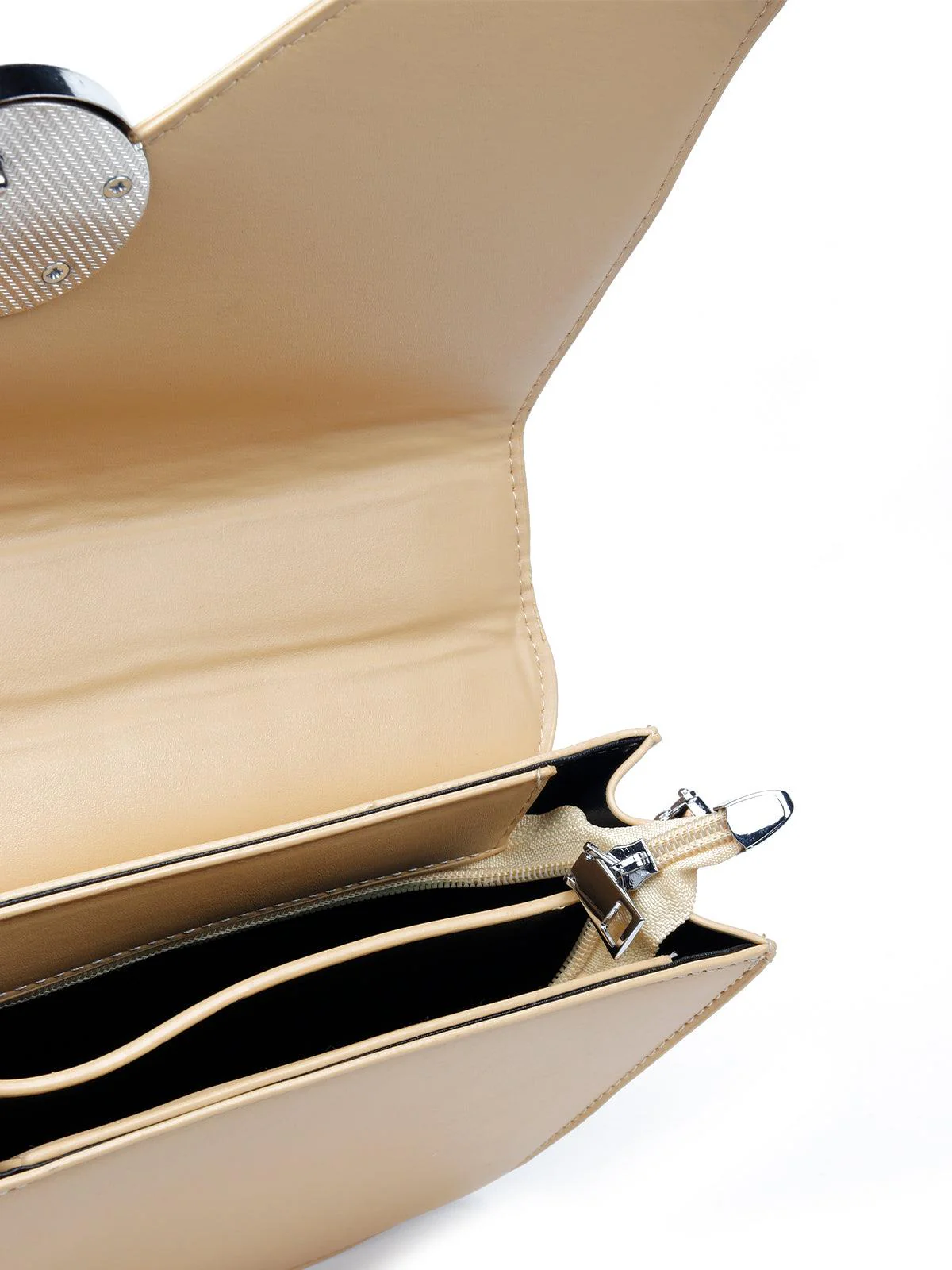 Odette Women Cream Colour Metal Sling Bag - Image 7