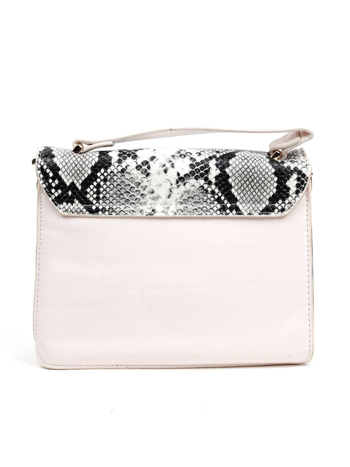 Odette Women Cream Coloured Metal Sling Bag - Image 5