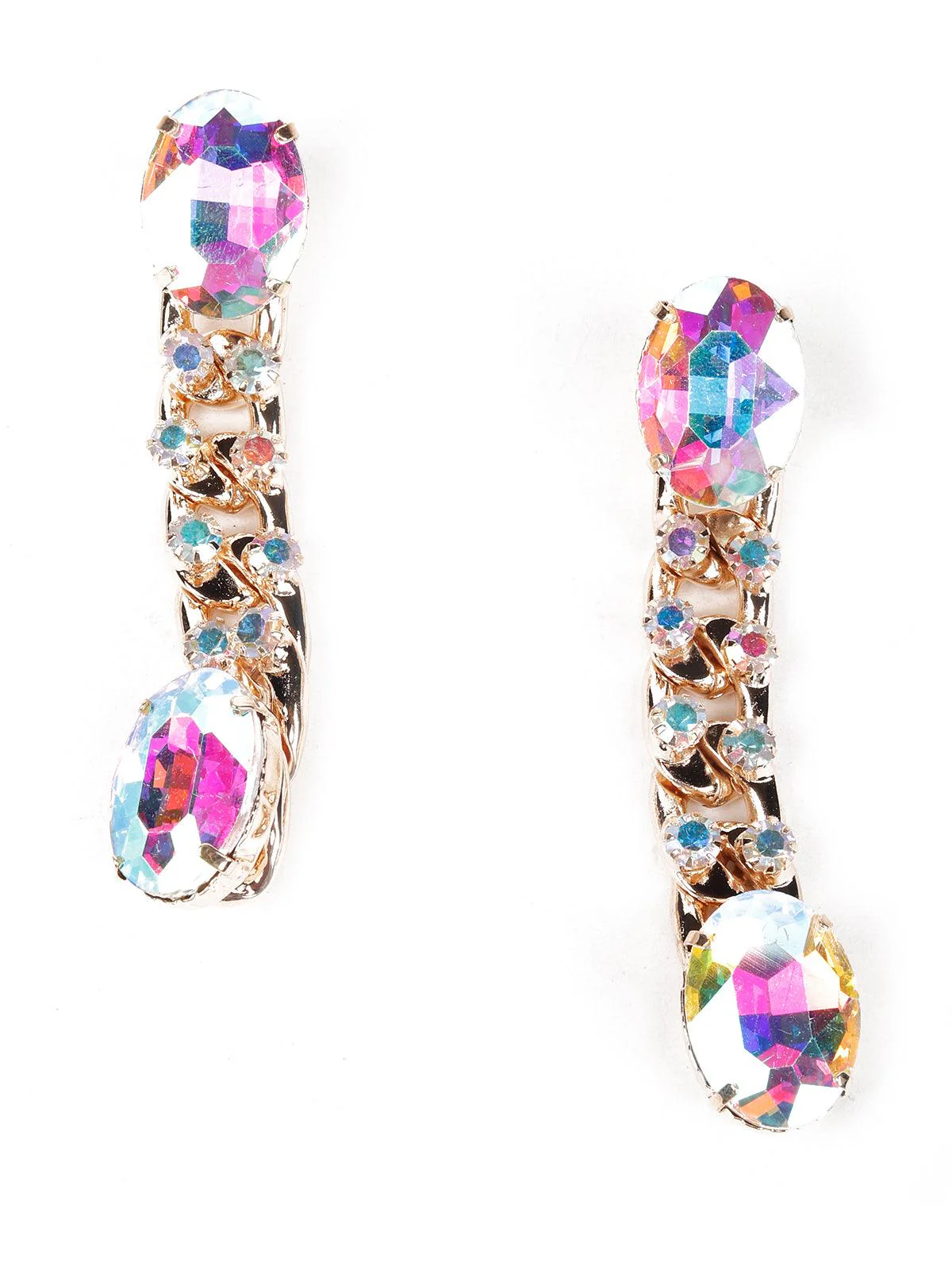 Odette Women Gold Metal Chained Earrings - Image 3